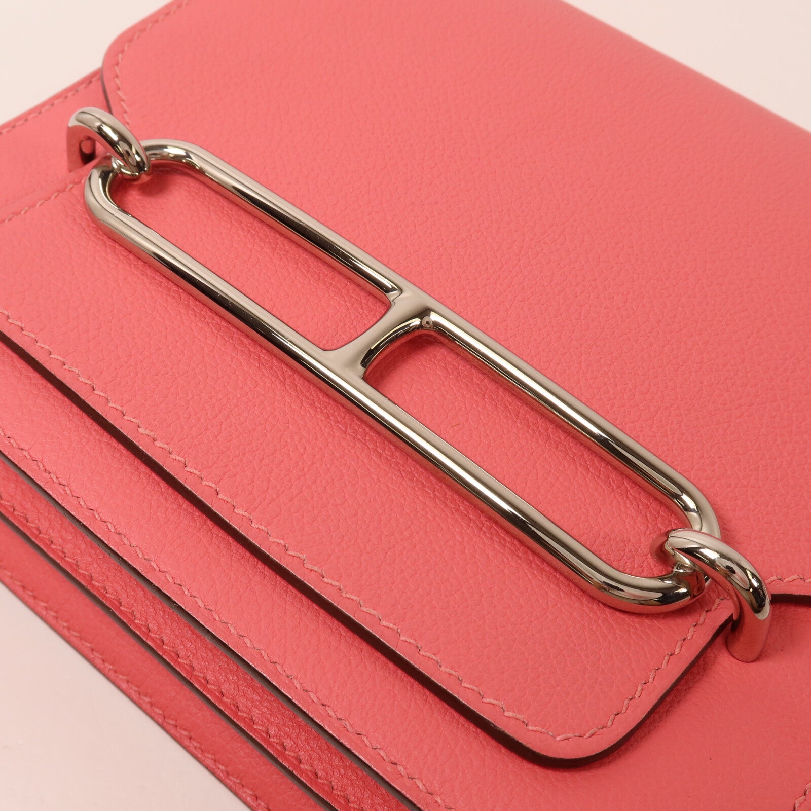 HERMES Evercolor皮革Roulis Mini肩背袋Rose Azalee/Rough H