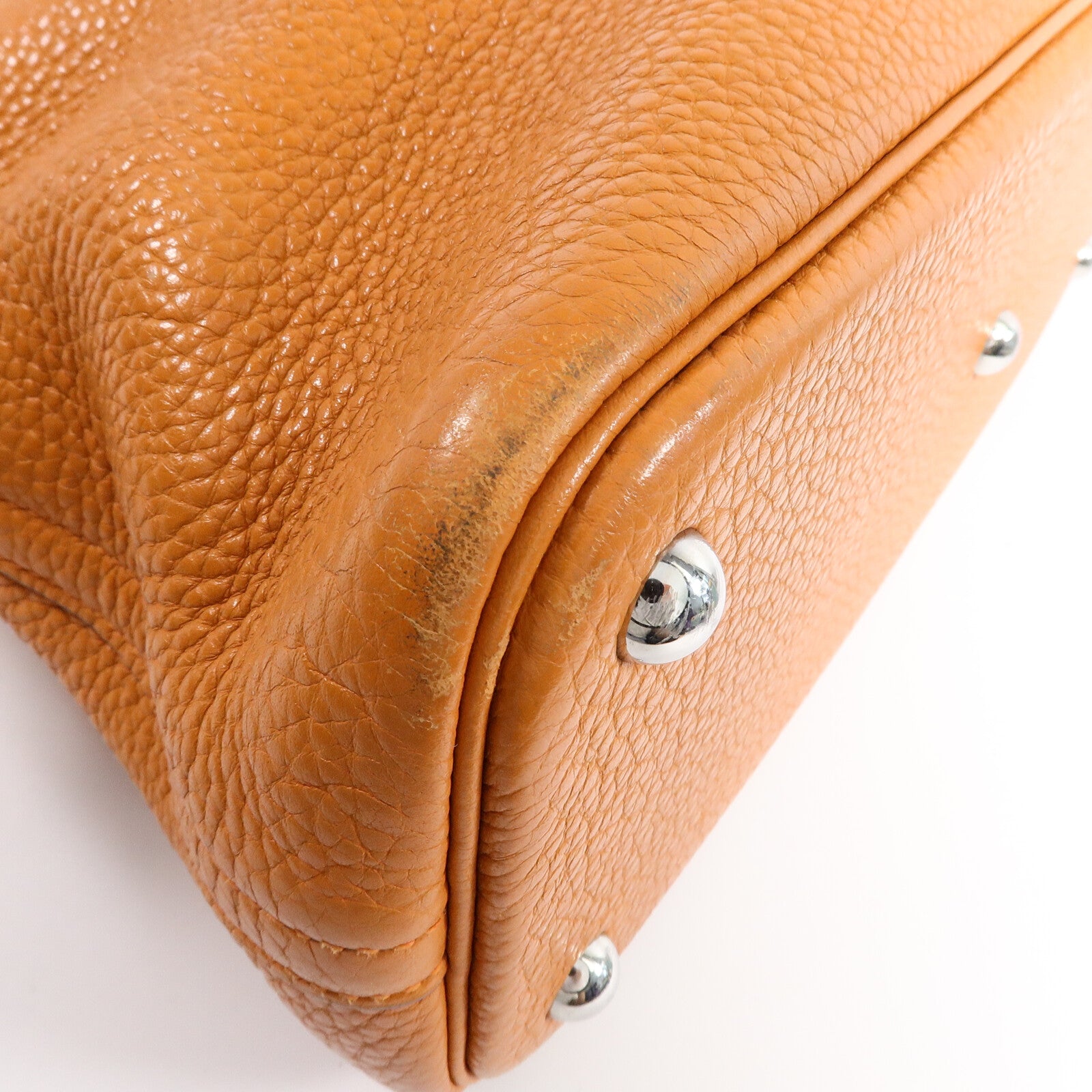 HERMES Clemence皮革Bolide 31手挽袋Orange