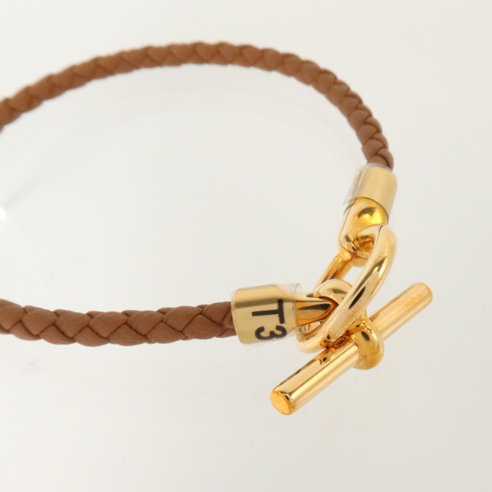 HERMES Swift皮革/金屬Glenan Bracelet金扣手鏈Gold