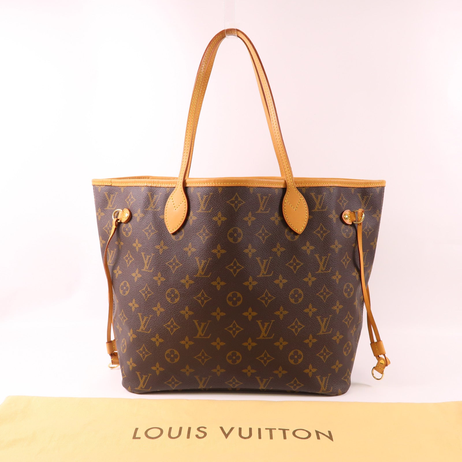 LOUIS VUITTON Monogram Neverfull MM金扣手挽袋
