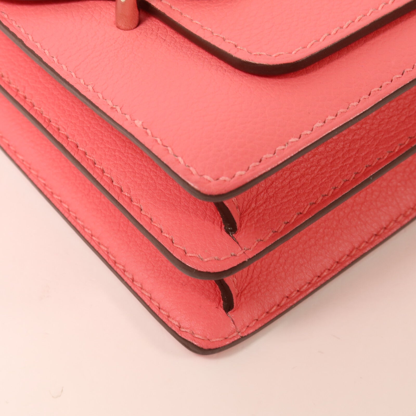 HERMES Evercolor皮革Roulis Mini肩背袋Rose Azalee/Rough H