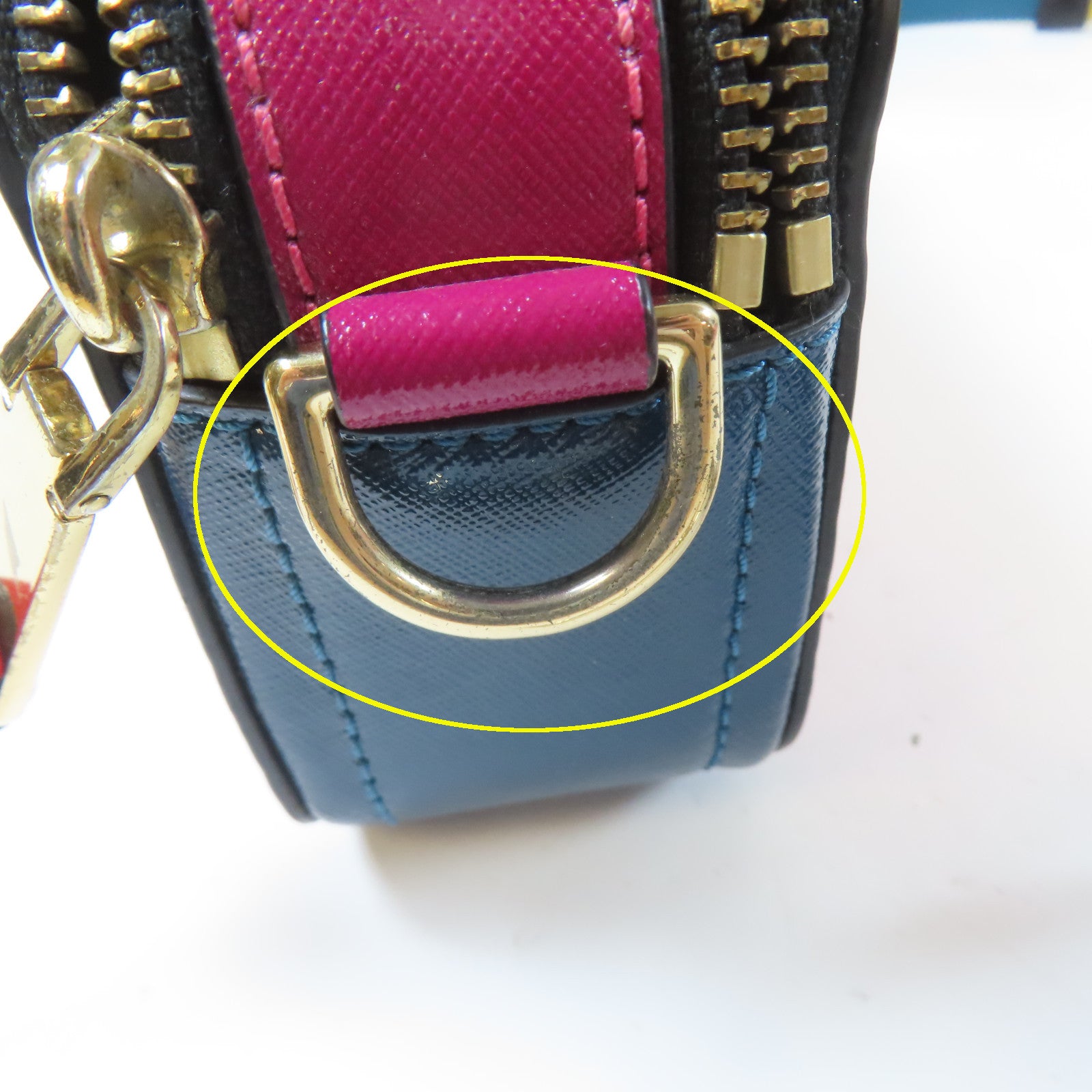 MARC JACOBS 牛皮皮革Shoulder Bag金扣肩背袋紅色/藍色/紫紅色
