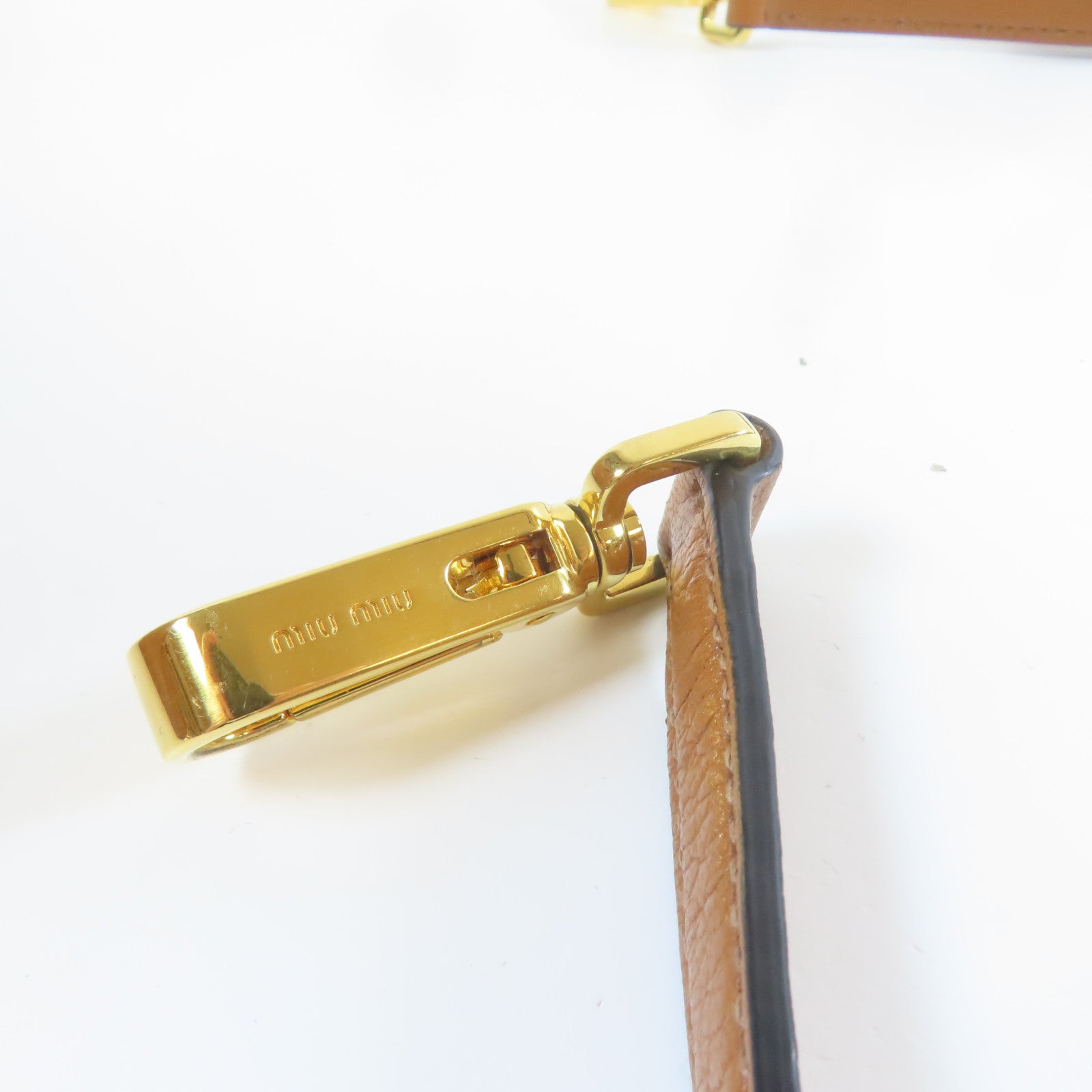 Miu Miu 牛皮皮革2 Way Shoulder金扣手挽肩背兩用袋啡色