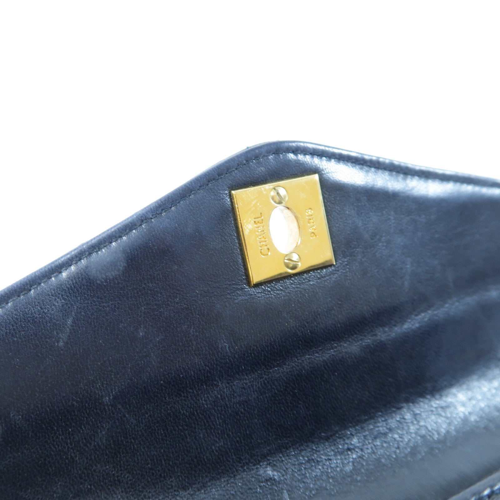 CHANEL 菱格牛皮皮革Chain Shoulder Bag金扣手挽袋黑色
