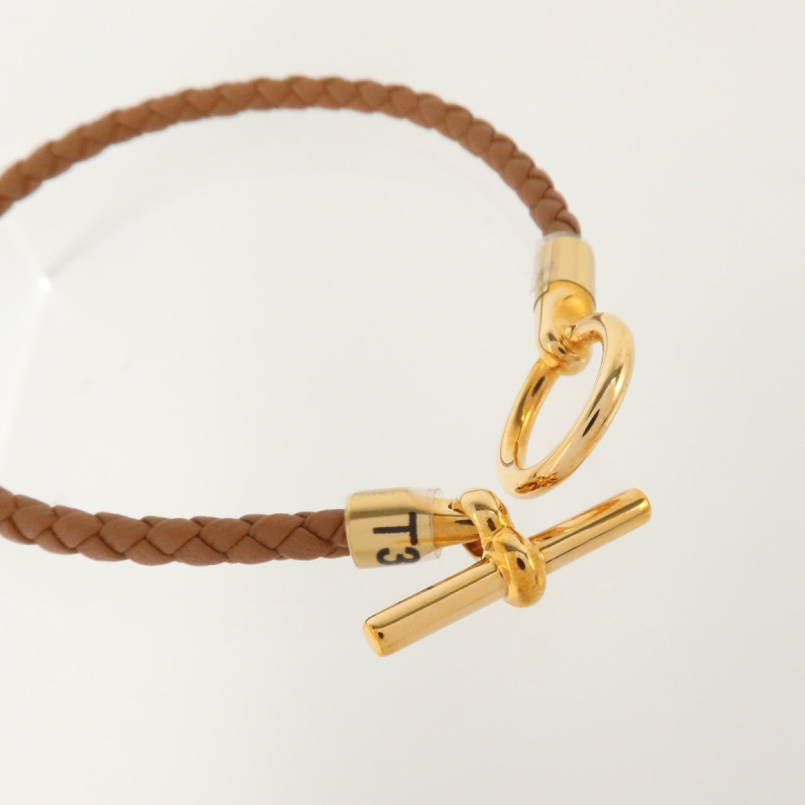 HERMES Swift皮革/金屬Glenan Bracelet金扣手鏈Gold