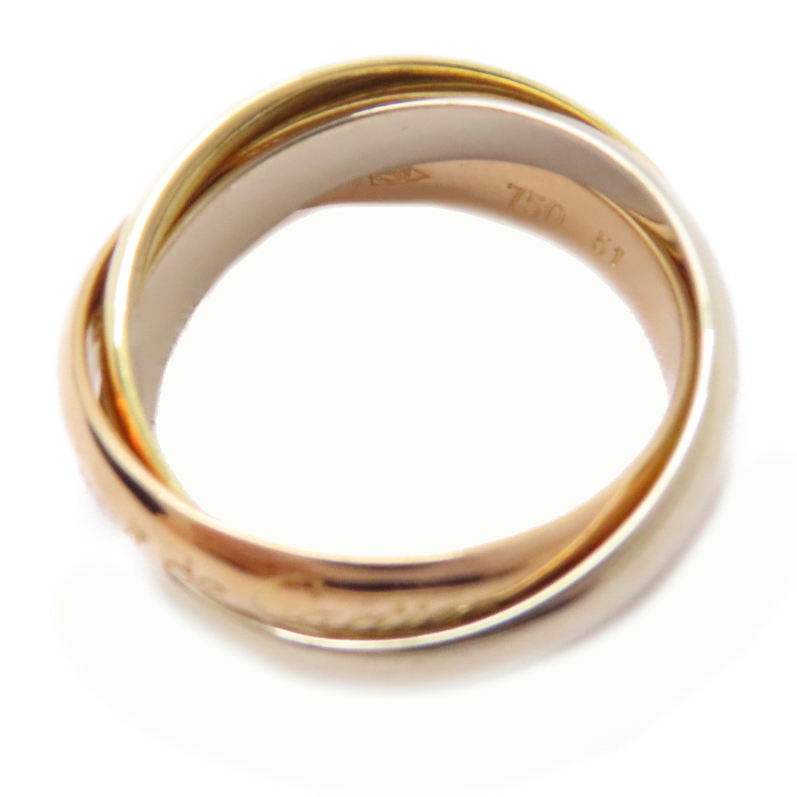 CARTIER 【激減優惠】18K黃金/白金/玫瑰金Trinity Ring戒指US#5.75/Cartier#51