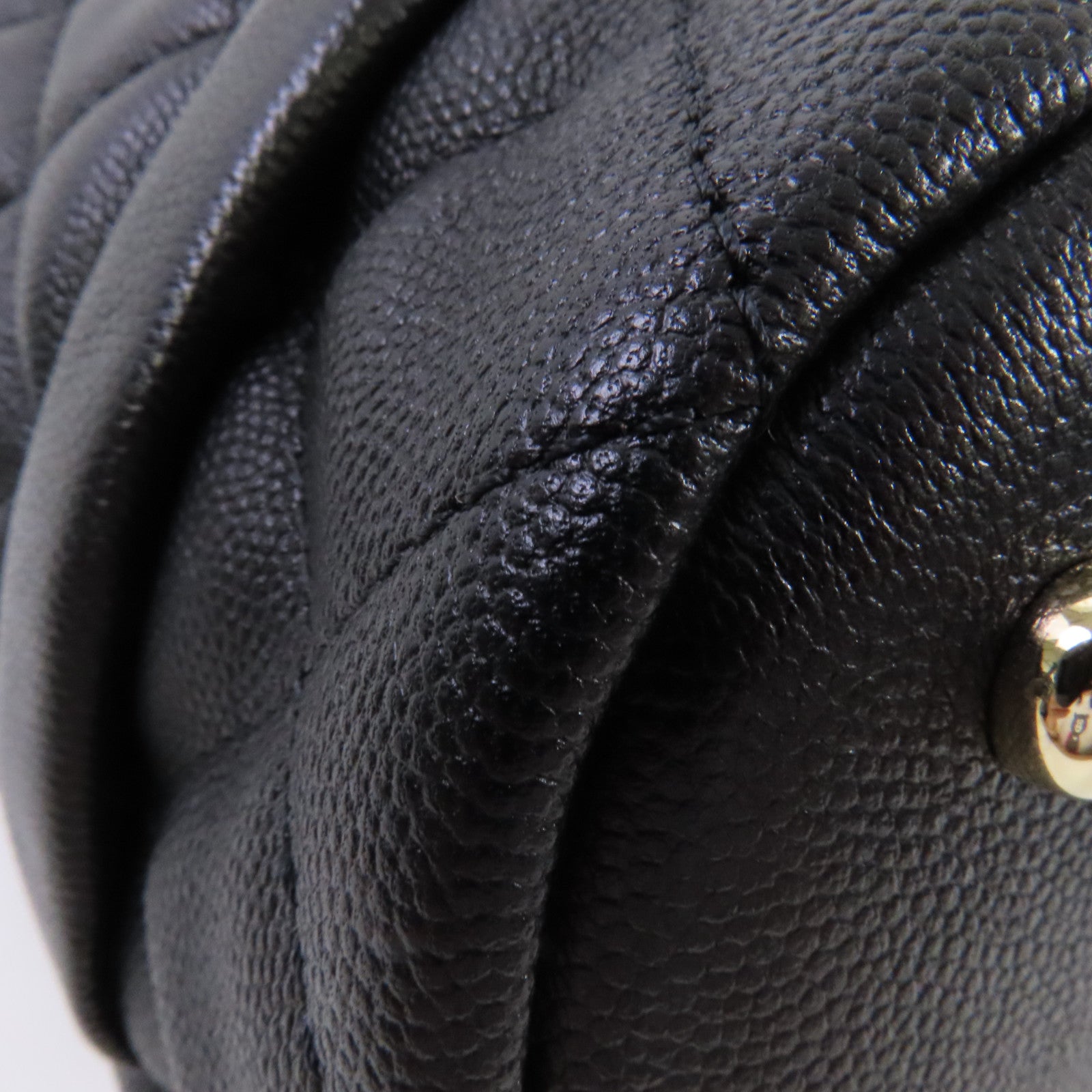 CHANEL 菱格Caviar皮革Bucket Bag金扣鏈帶手挽肩背兩用袋黑色