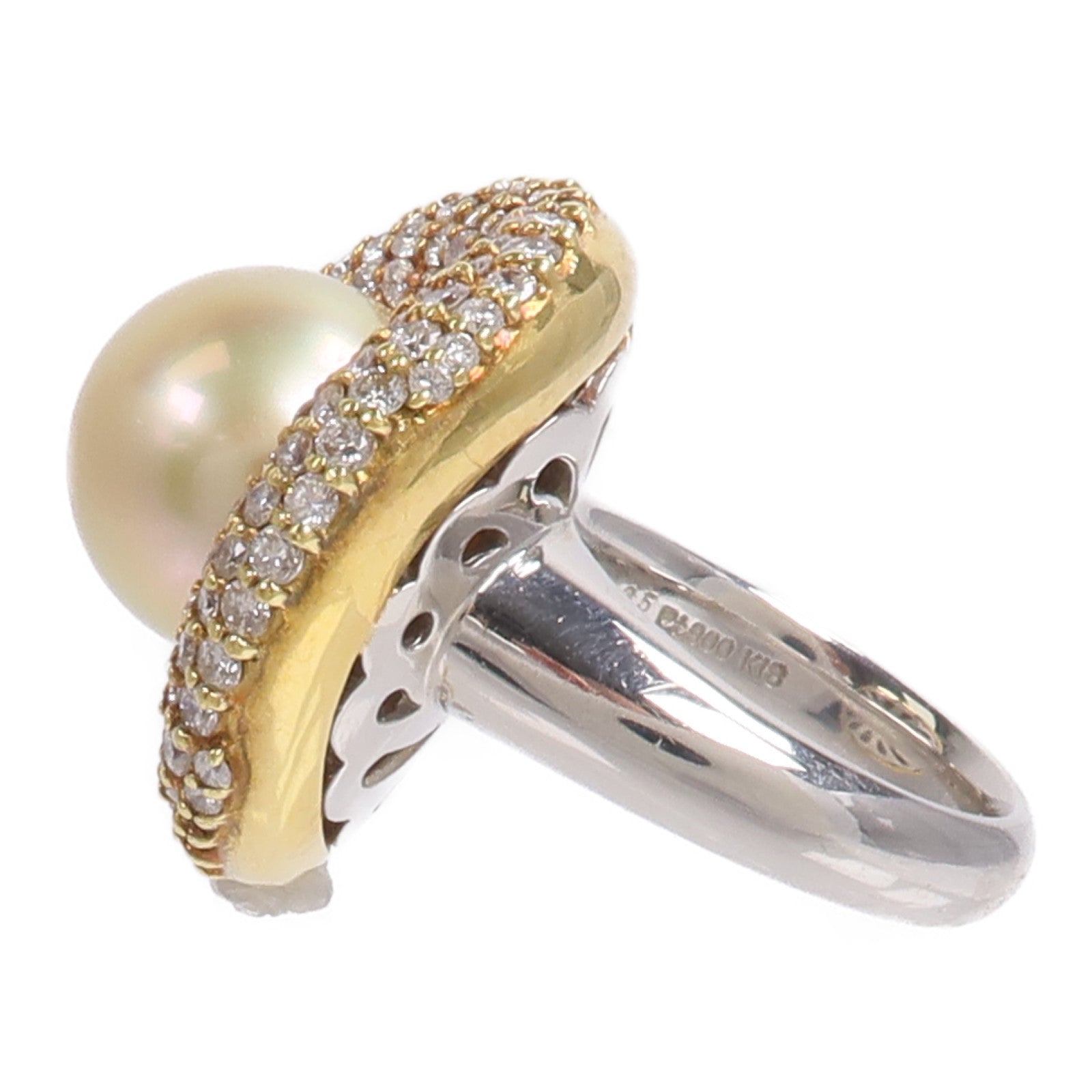 JEWELRY 18K黃金/PT900鉑金Pearl Diamond Ring珍珠/鑽石戒指