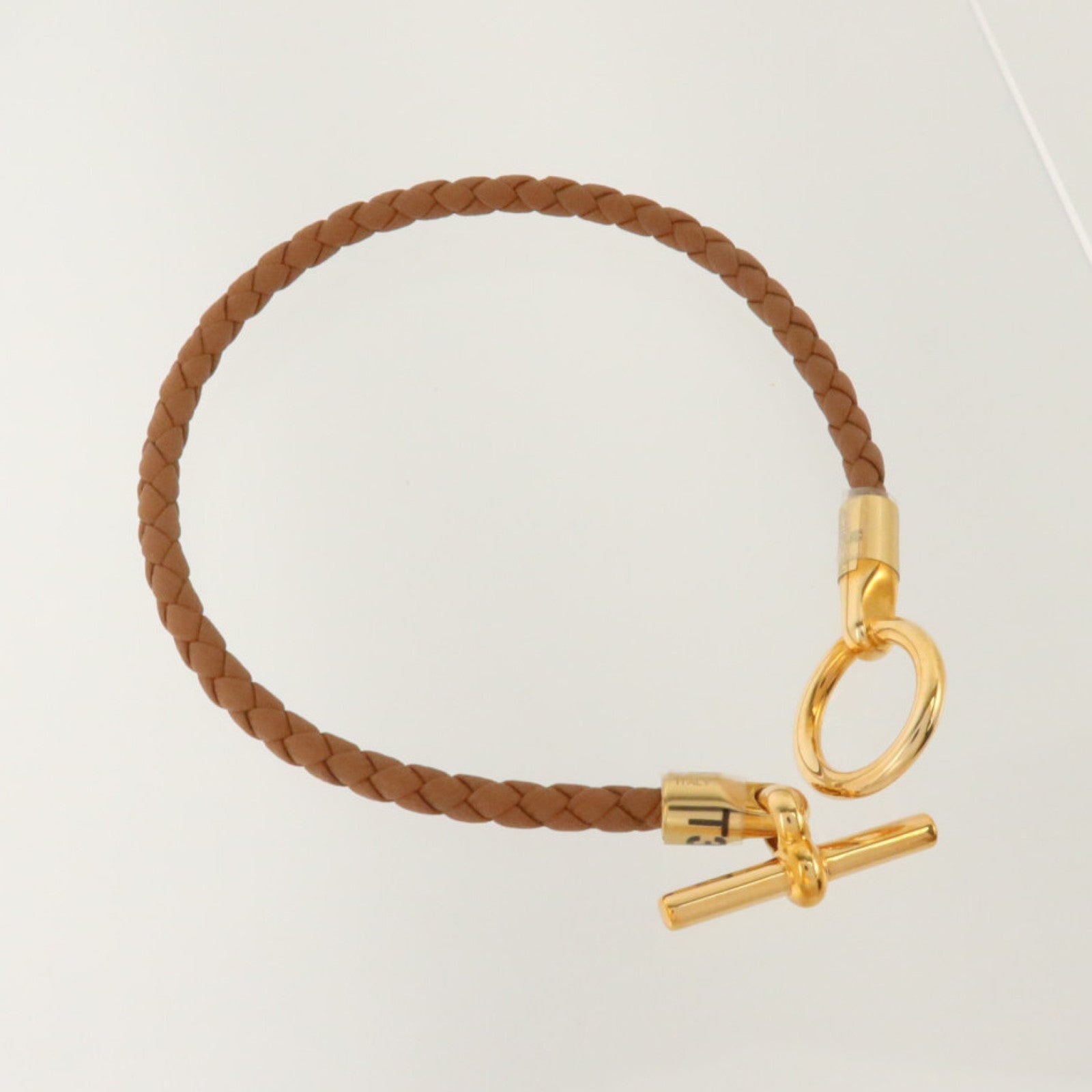 HERMES Swift皮革/金屬Glenan Bracelet金扣手鏈Gold