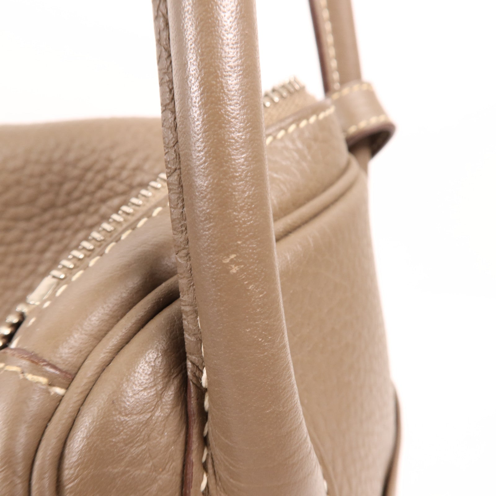 HERMES Clemence皮革Lindy 30銀扣手挽肩背兩用袋Etoupe