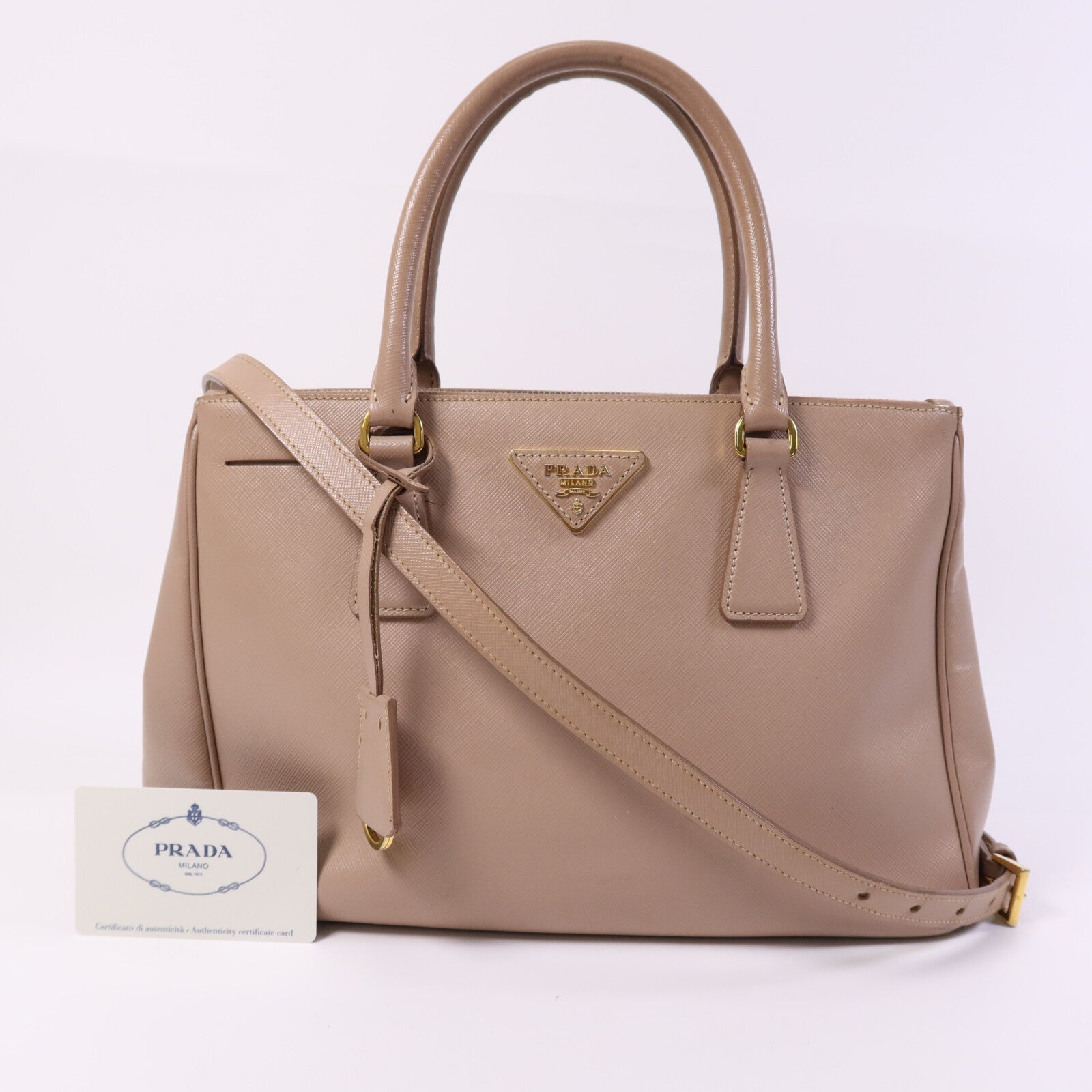 PRADA Saffiano皮革Galleria金扣手挽肩背兩用袋