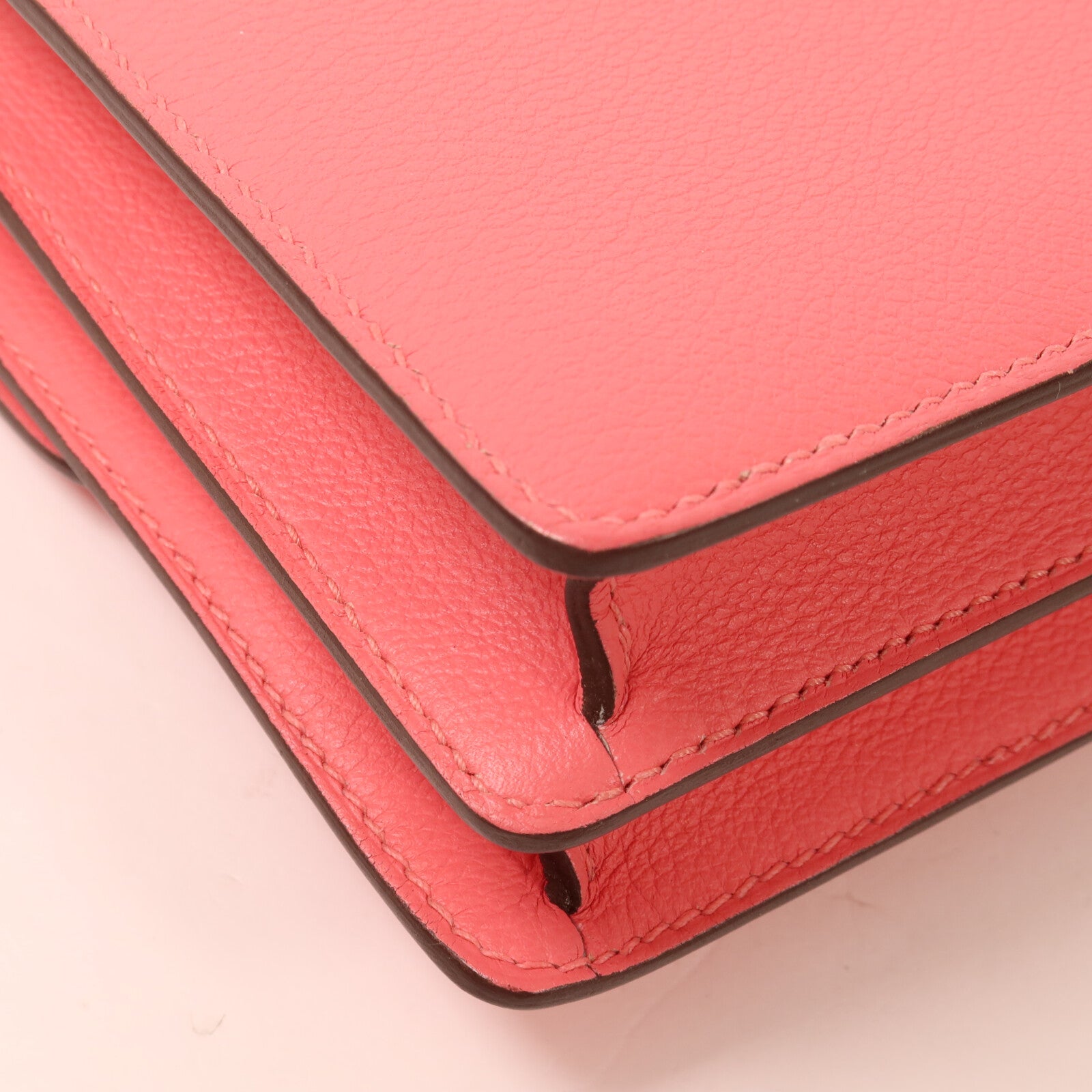 HERMES Evercolor皮革Roulis Mini肩背袋Rose Azalee/Rough H