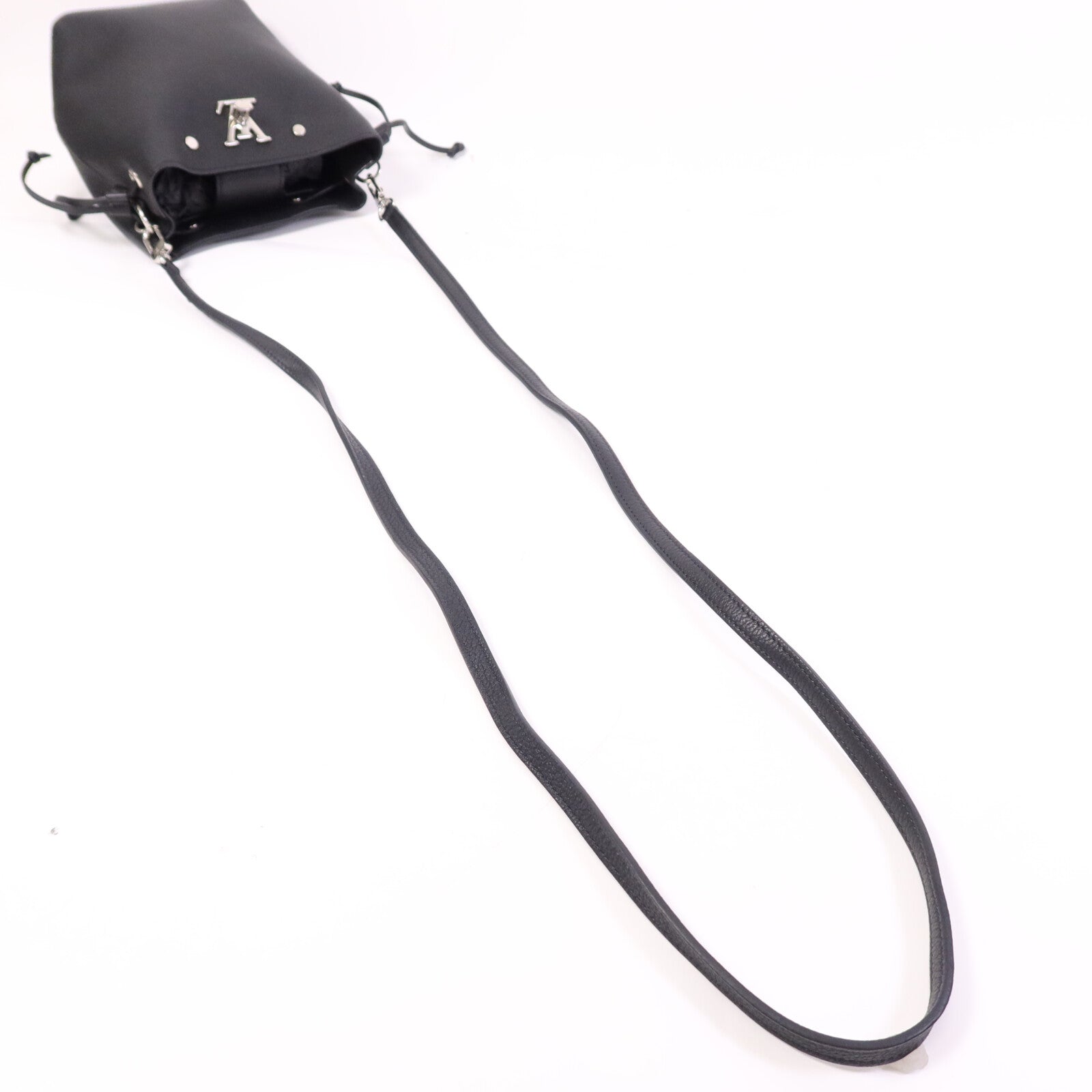 LOUIS VUITTON 牛皮皮革Nano Lockme銀扣肩背袋