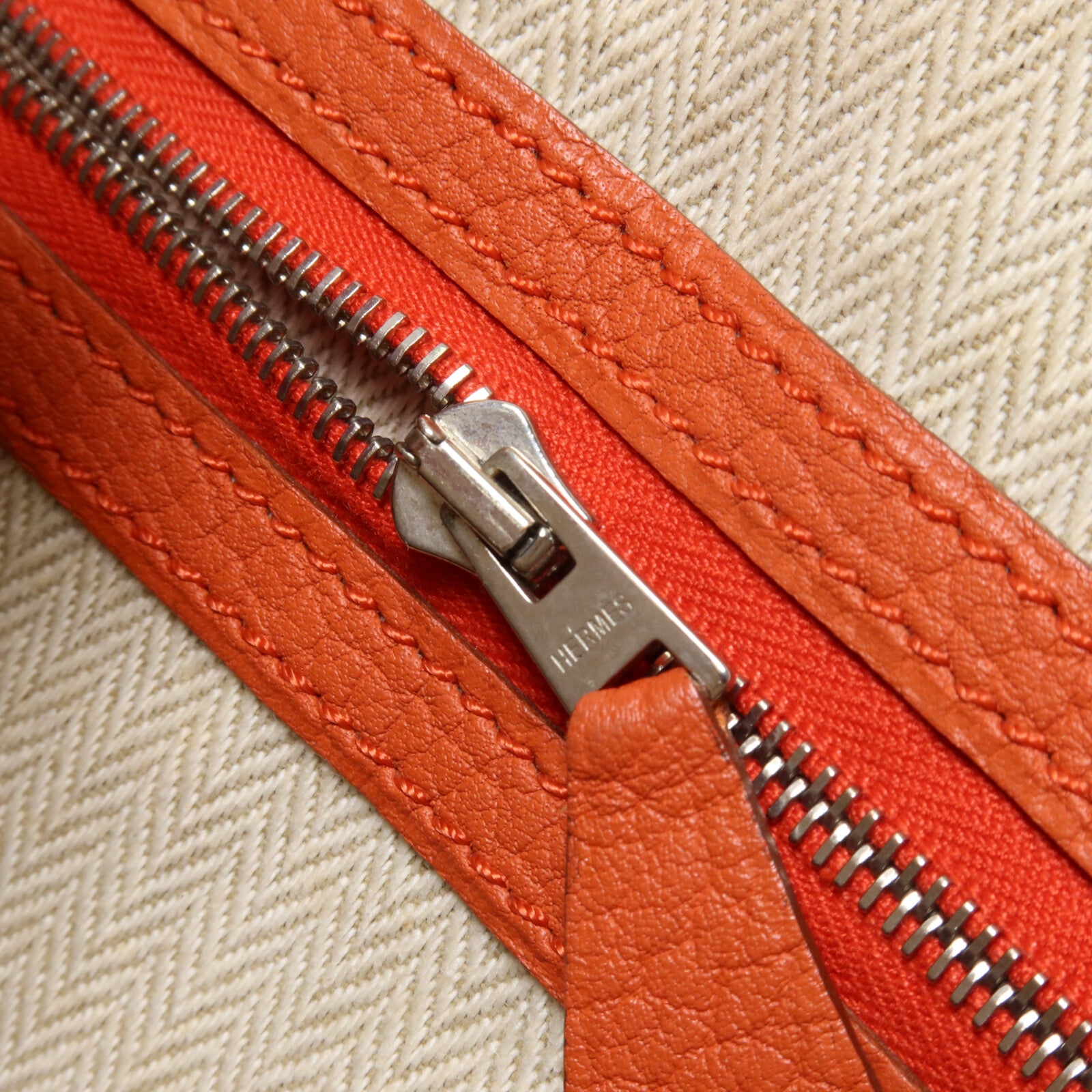HERMES Clemence皮革Garden Party PM手挽袋Feu