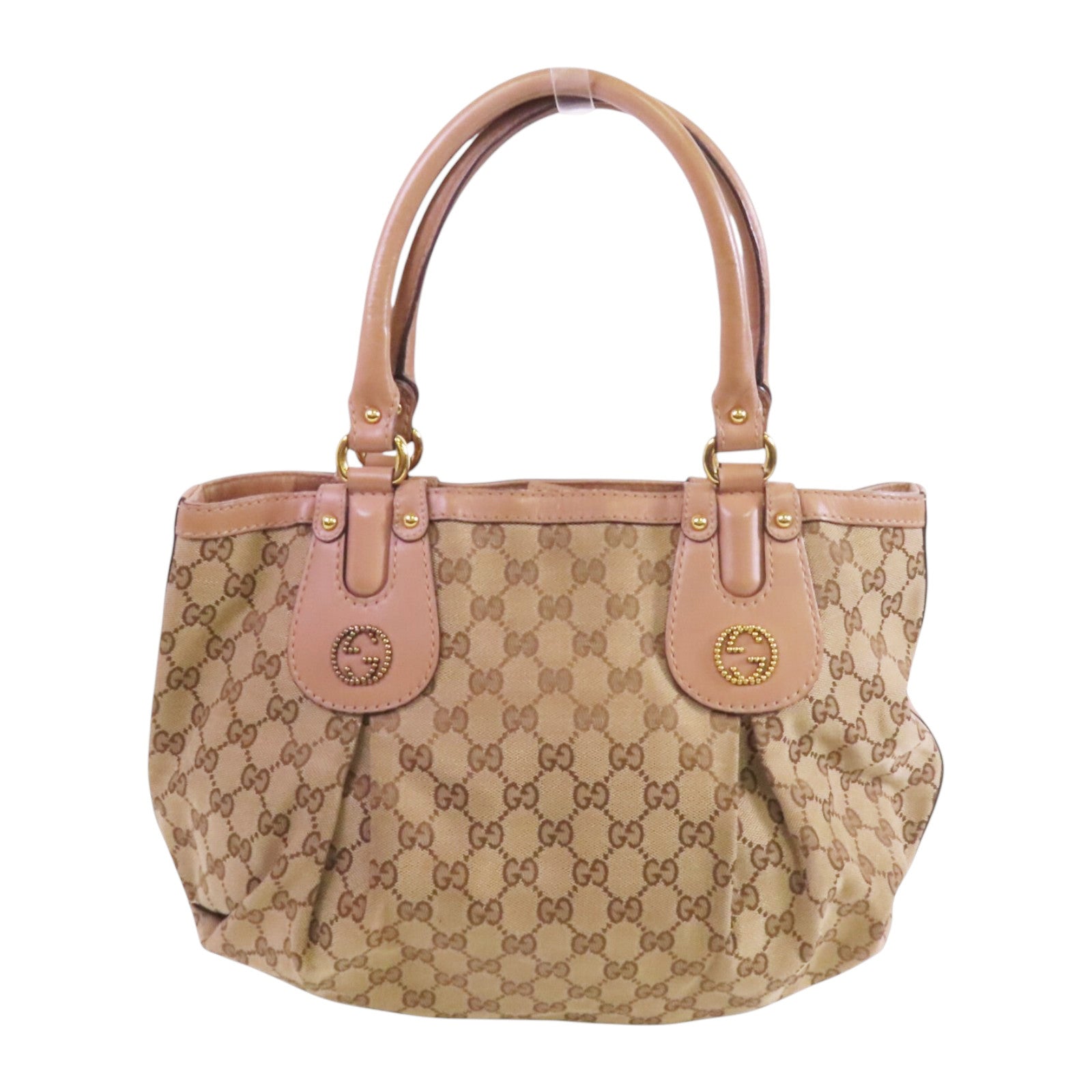GUCCI GG帆布 Scarlett Stud Interlocking G Tote金扣肩背袋