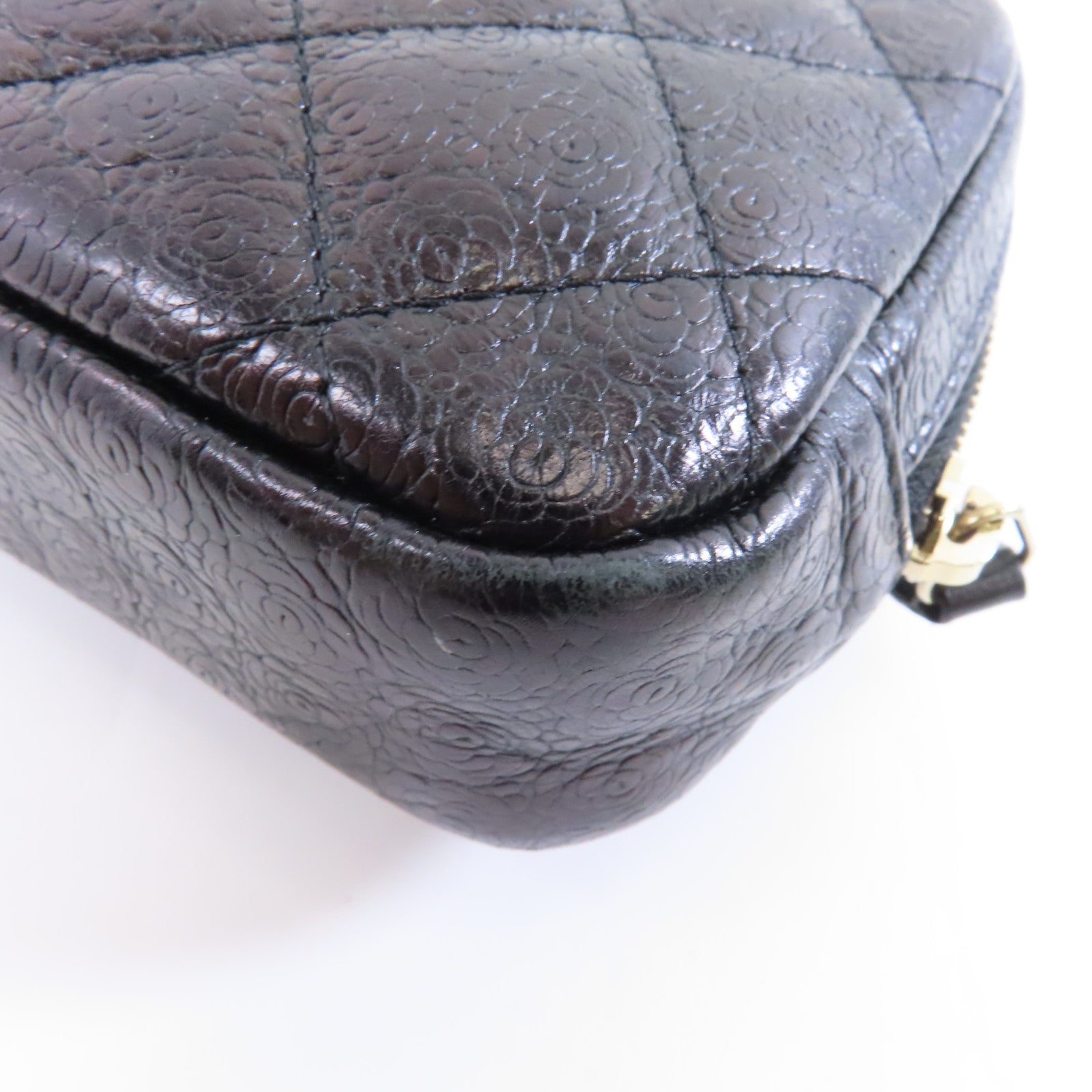 CHANEL 牛皮皮革Clutch Bag金扣黑色