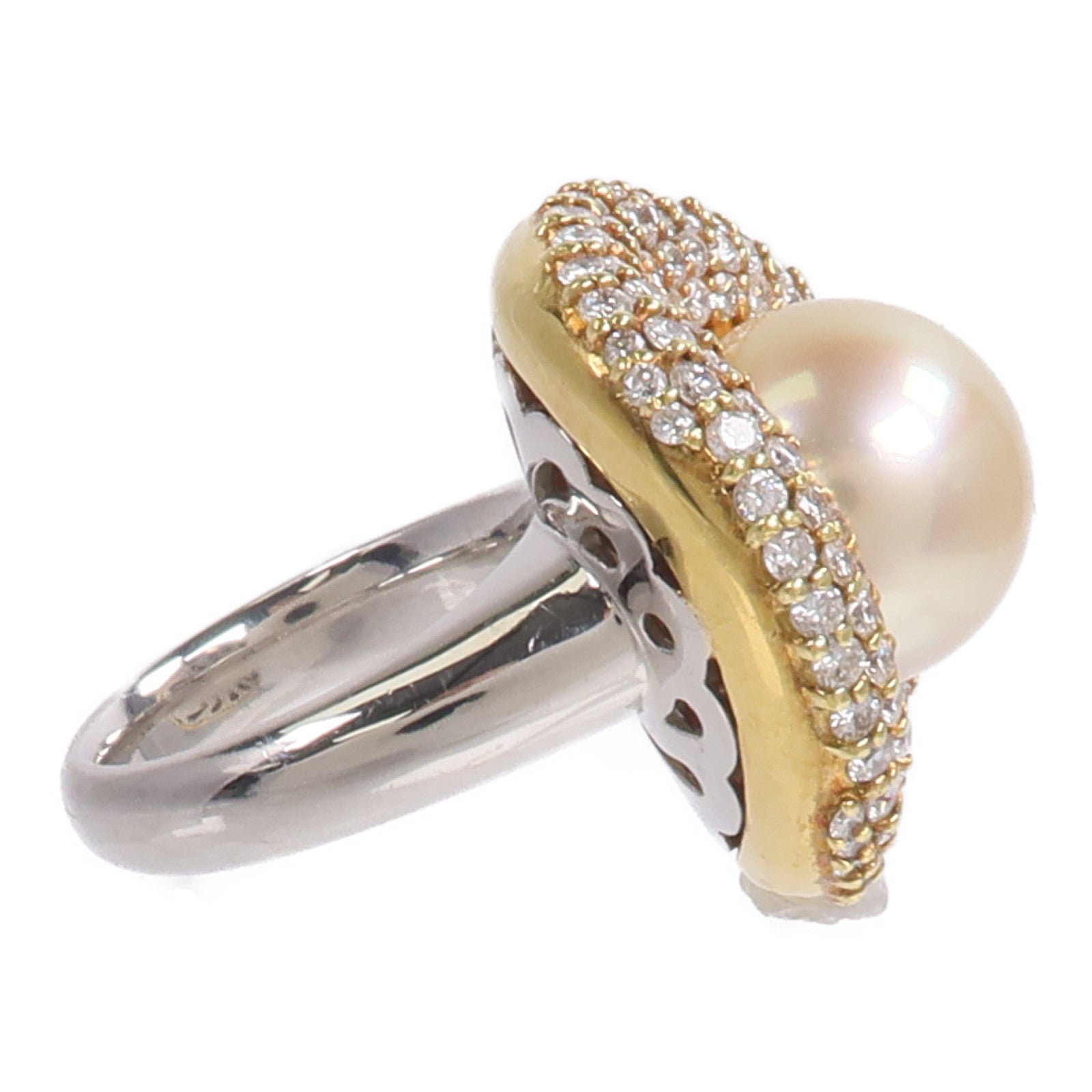 JEWELRY 18K黃金/PT900鉑金Pearl Diamond Ring珍珠/鑽石戒指