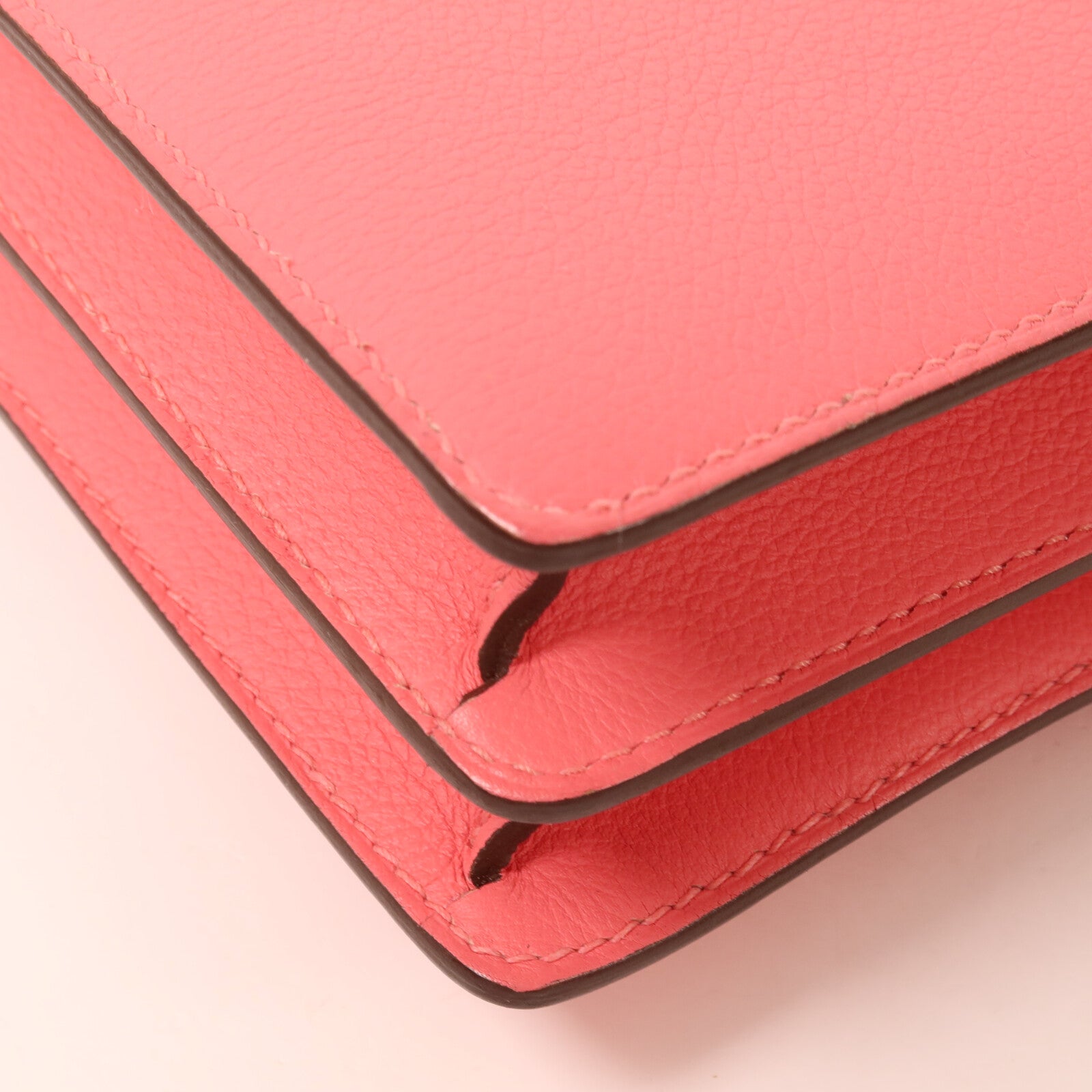 HERMES Evercolor皮革Roulis Mini肩背袋Rose Azalee/Rough H