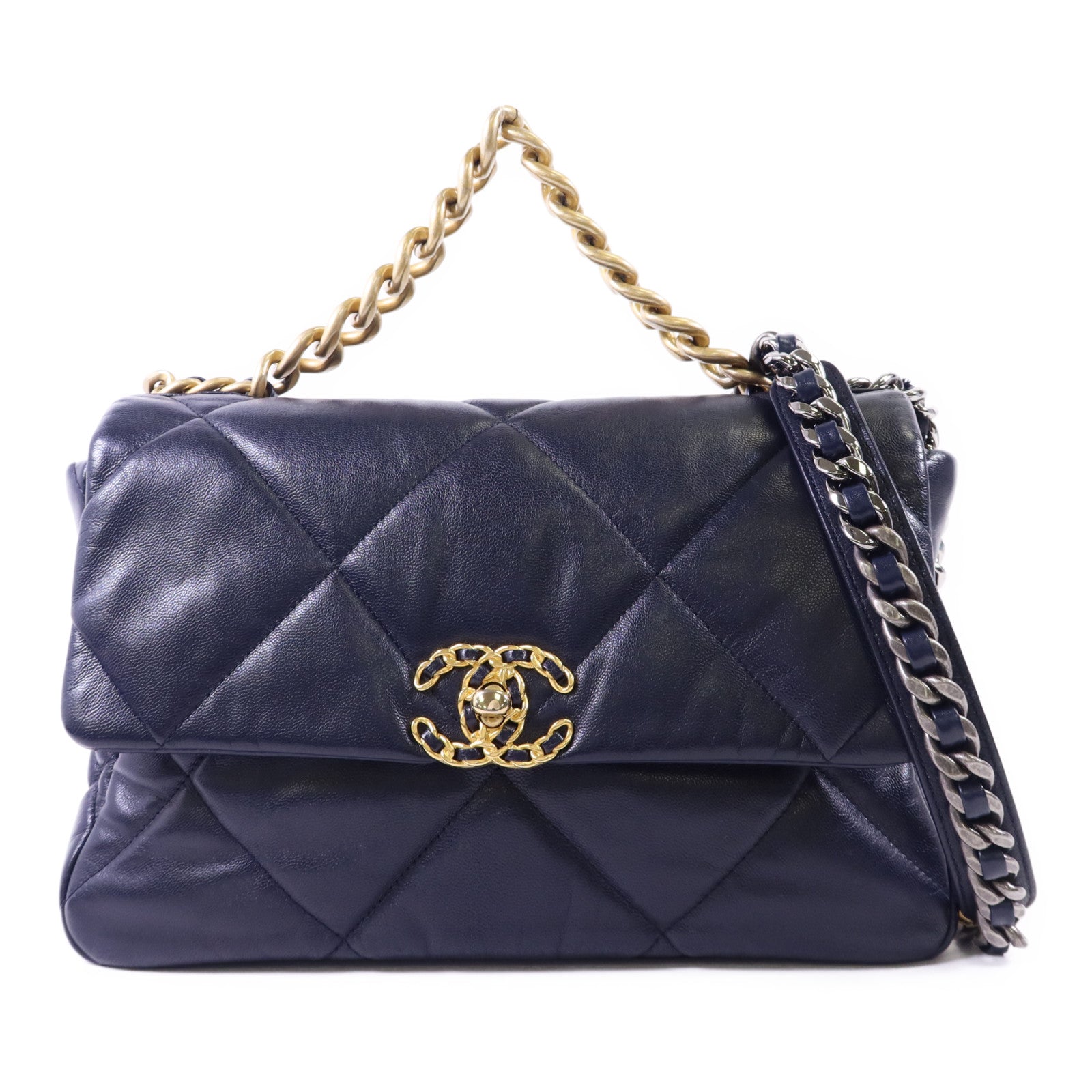 CHANEL 【激減優惠】羊皮皮革Chanel 19 Large金扣手挽肩背兩用袋