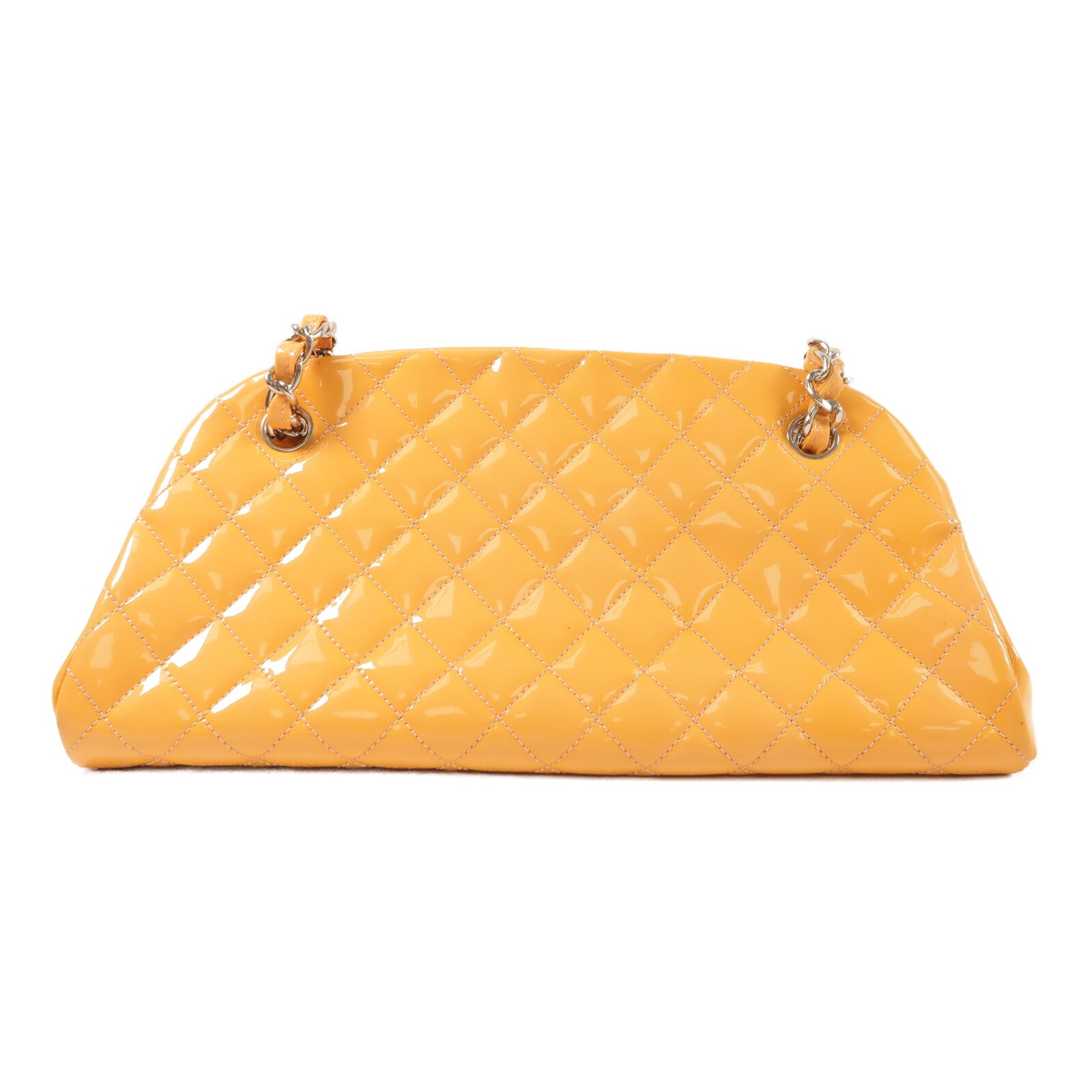 CHANEL 漆皮皮革Chain Shoulder銀扣鏈帶肩背袋