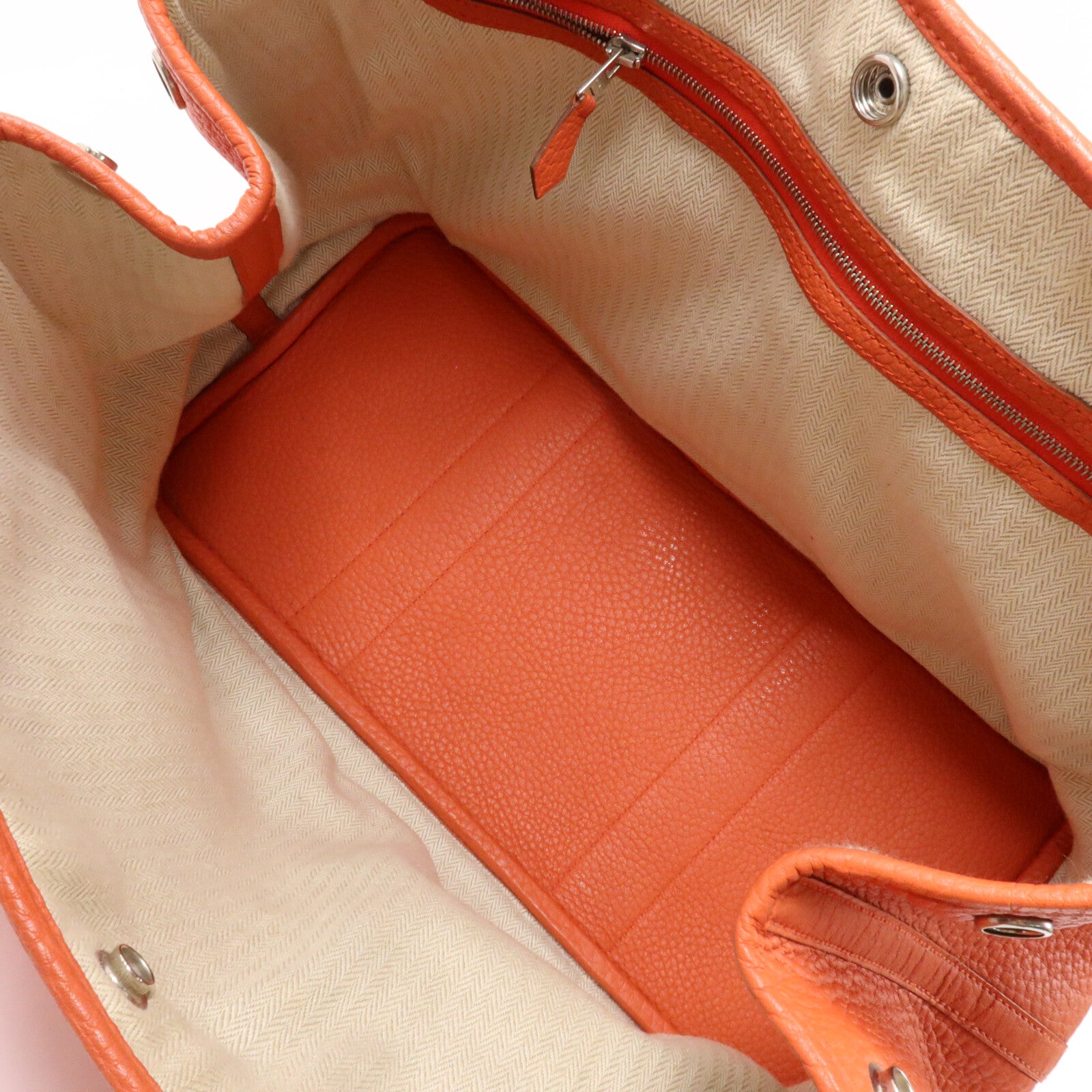 HERMES Clemence皮革Garden Party PM手挽袋Feu