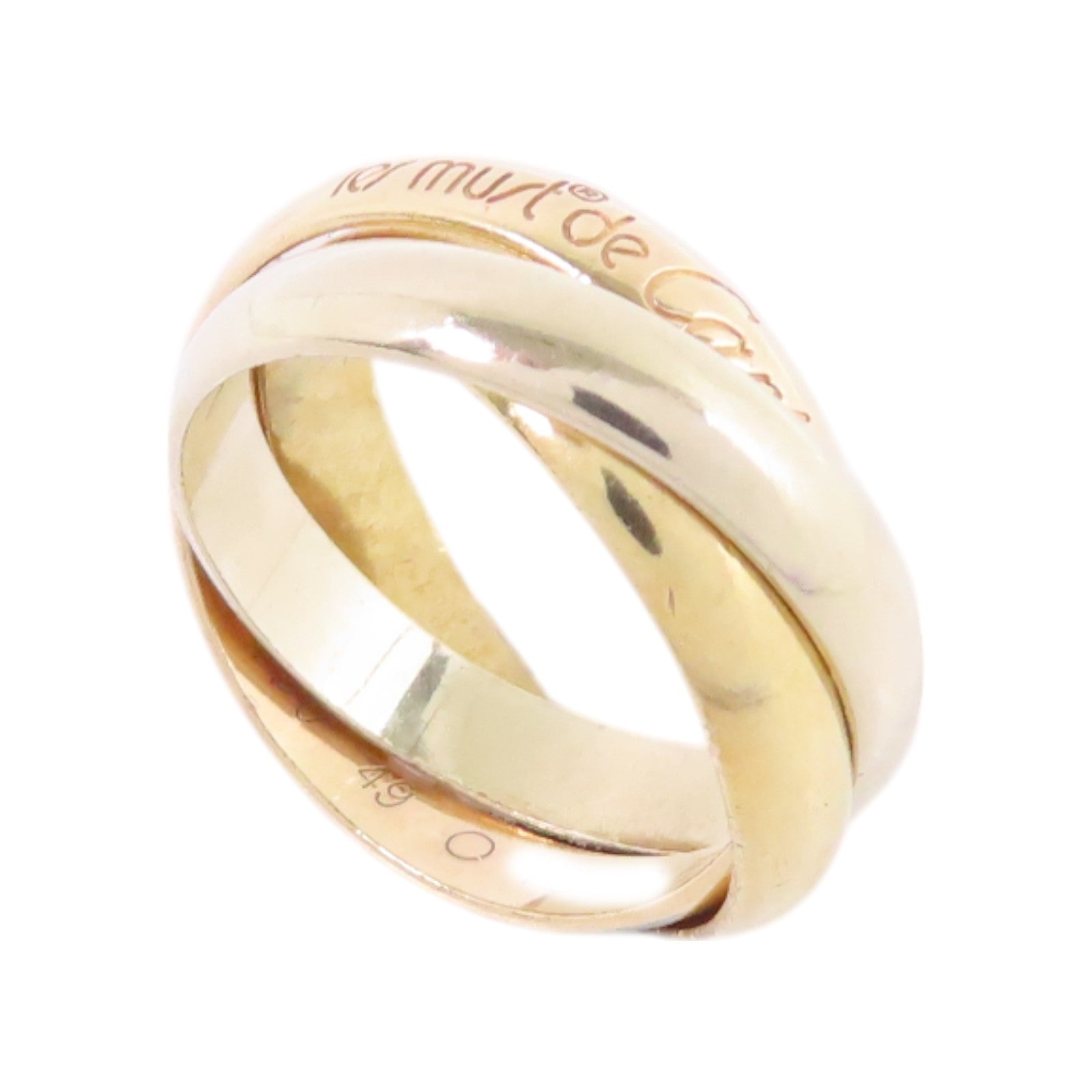 CARTIER 18K黃金/白金/玫瑰金Trinity Ring戒指Cartier#49/US#4.5