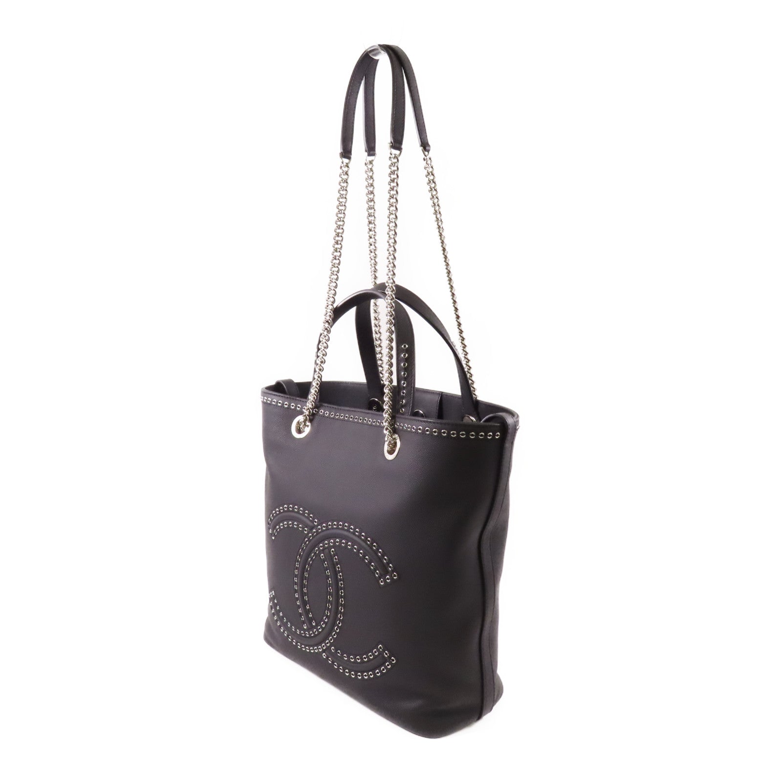 CHANEL【激減優惠】 牛皮皮革Shoulder Bag銀扣鏈帶手挽肩背兩用袋