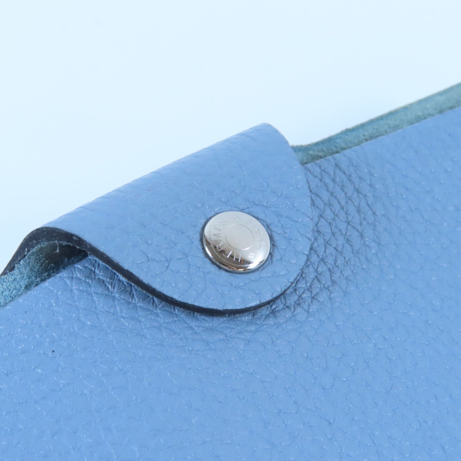 HERMES 【激減優惠】Togo皮革Notebook Case銀扣筆記本封面灰藍色