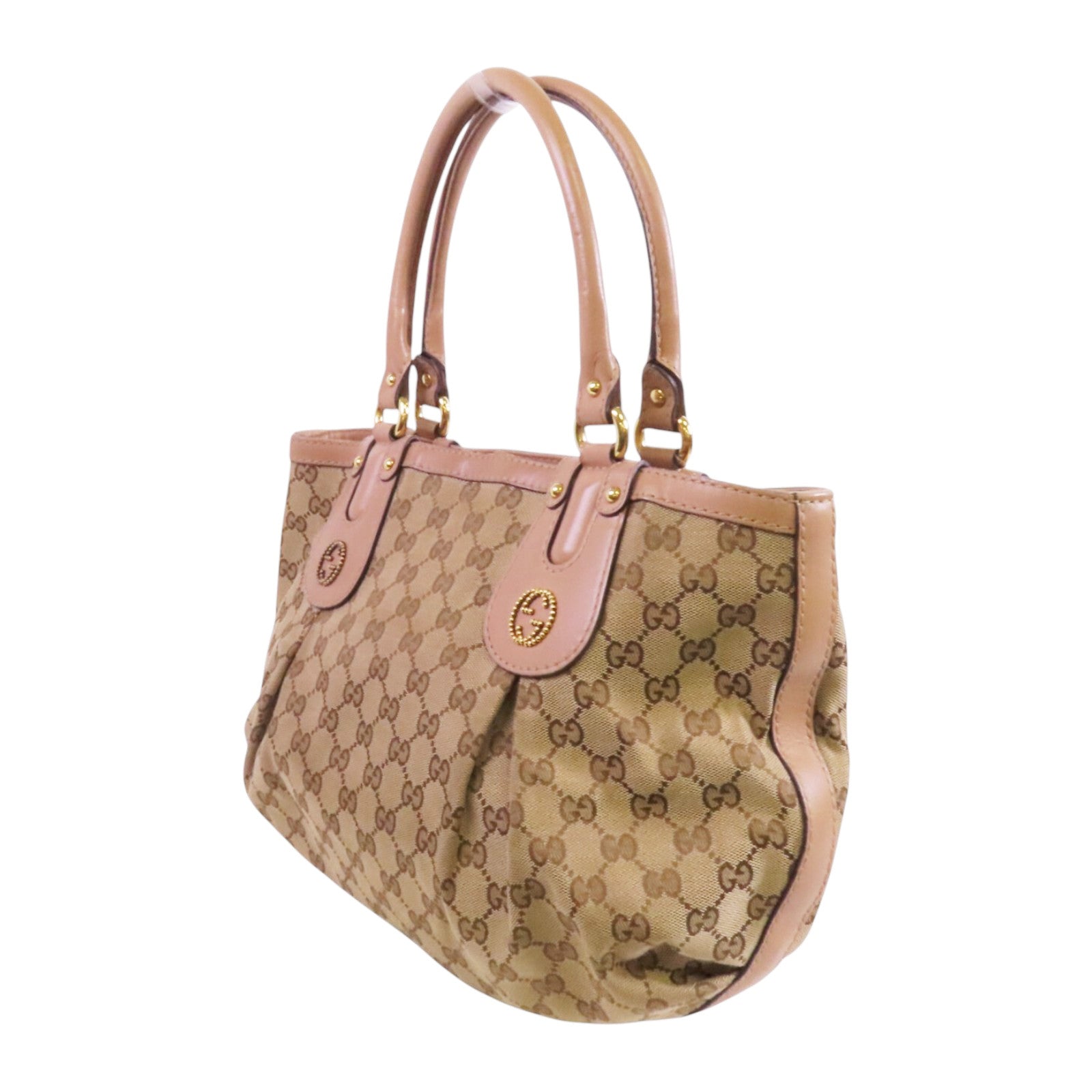 GUCCI GG帆布 Scarlett Stud Interlocking G Tote金扣肩背袋