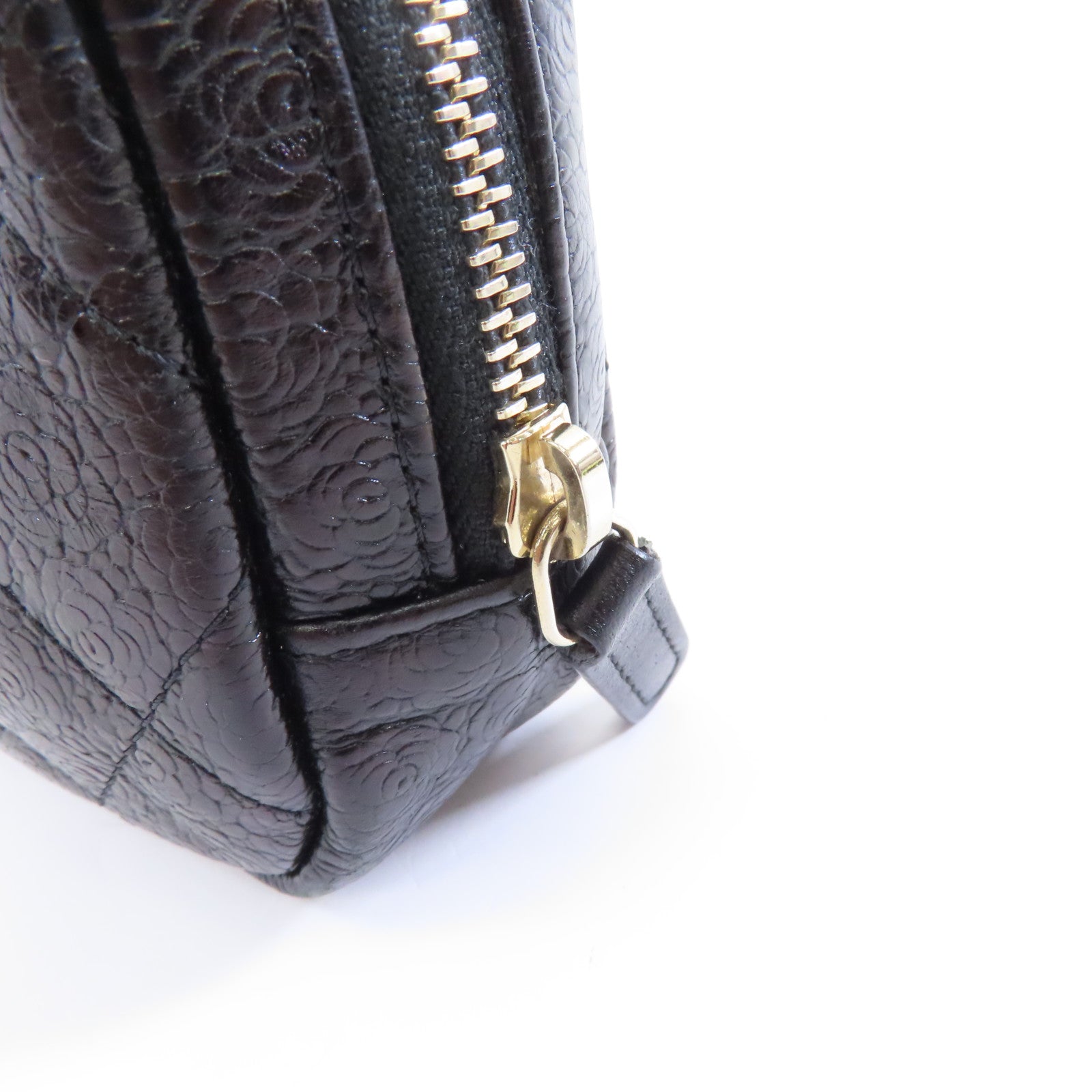 CHANEL 牛皮皮革Clutch Bag金扣黑色