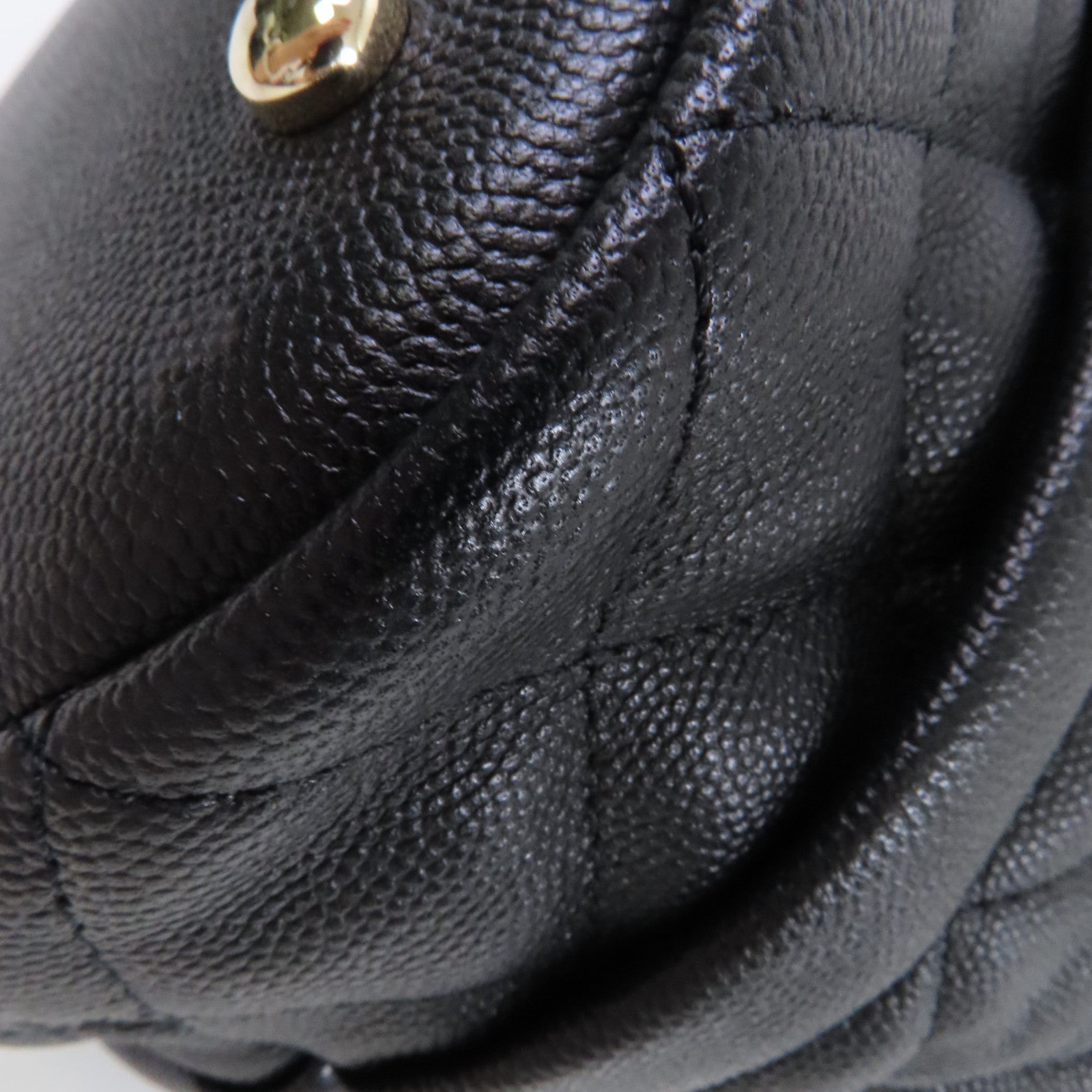 CHANEL 菱格Caviar皮革Bucket Bag金扣鏈帶手挽肩背兩用袋黑色