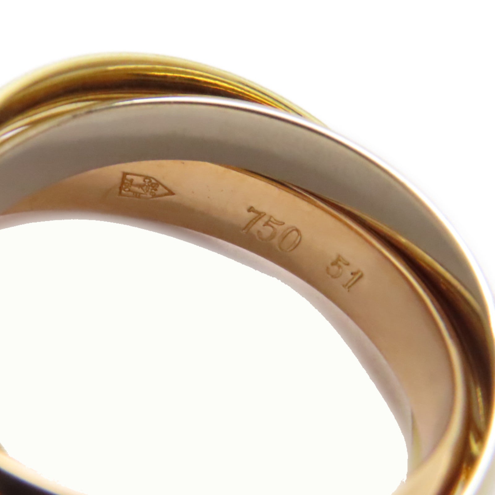 CARTIER 【激減優惠】18K黃金/白金/玫瑰金Trinity Ring戒指US#5.75/Cartier#51