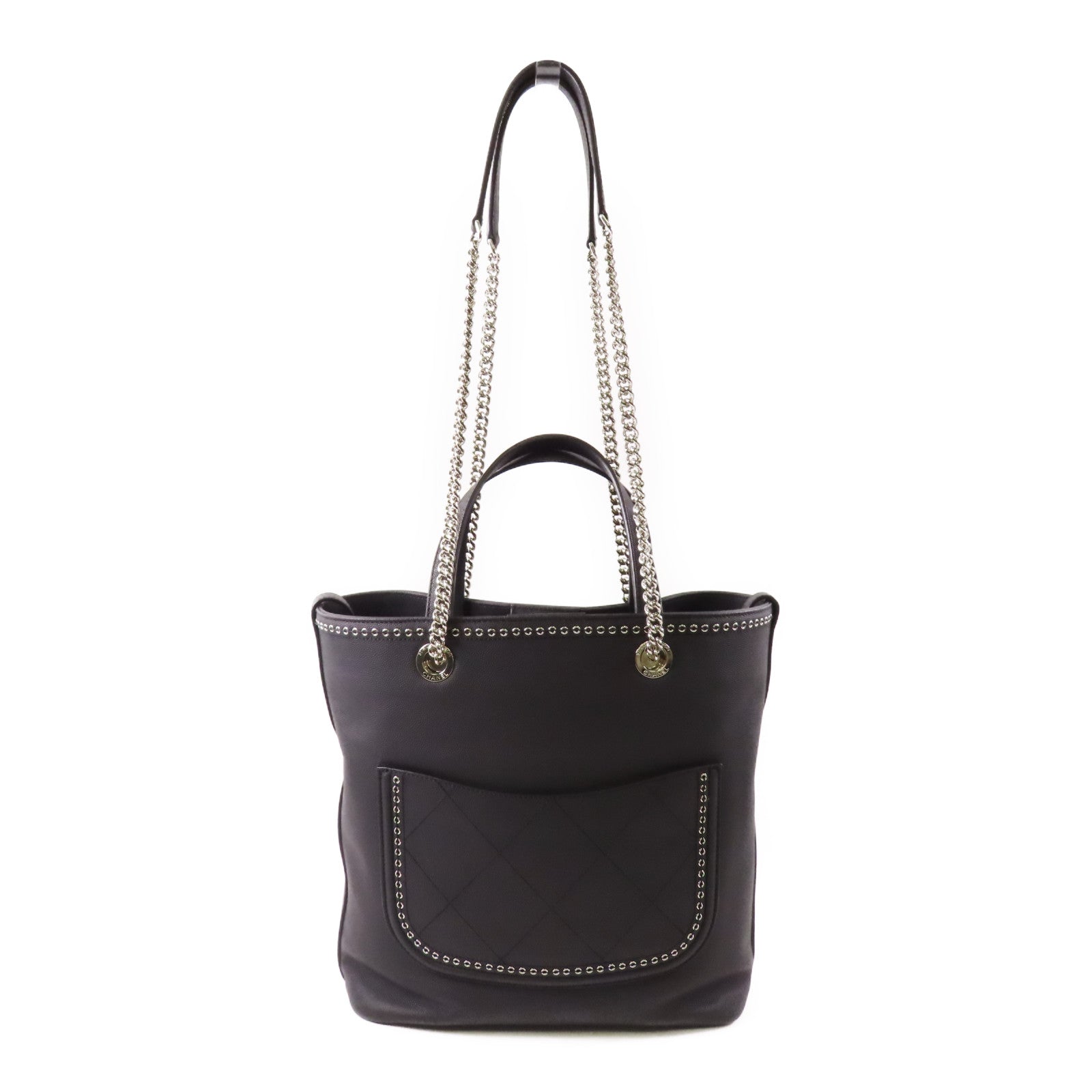 CHANEL【激減優惠】 牛皮皮革Shoulder Bag銀扣鏈帶手挽肩背兩用袋