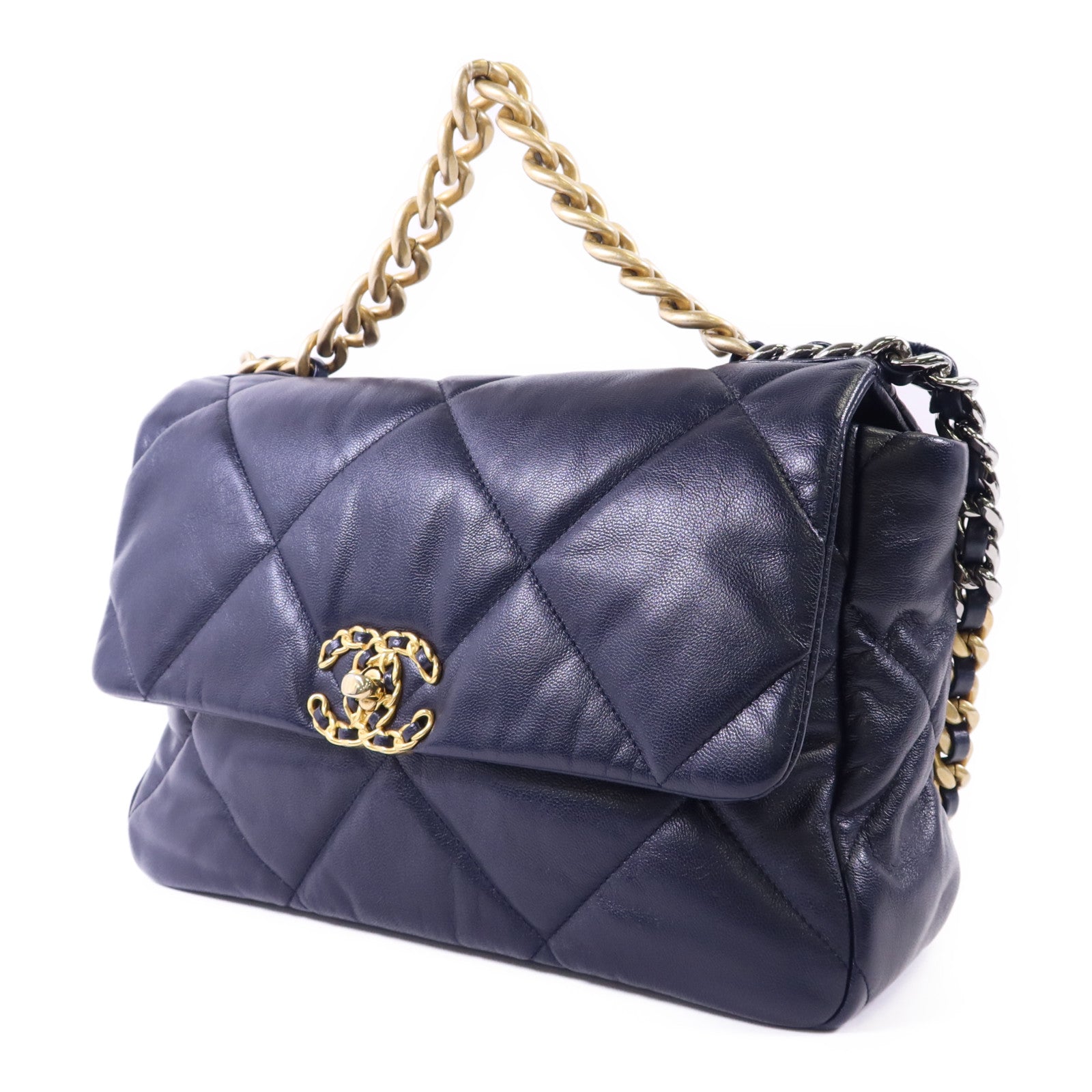 CHANEL 【激減優惠】羊皮皮革Chanel 19 Large金扣手挽肩背兩用袋