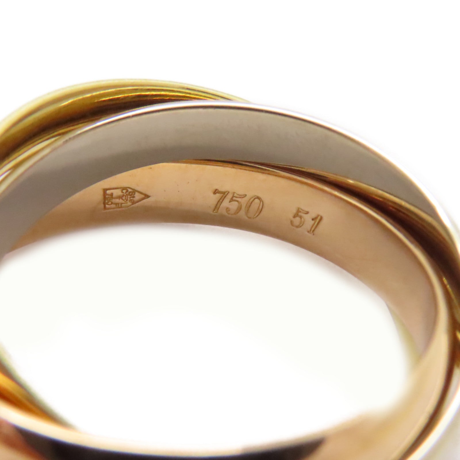 CARTIER 【激減優惠】18K黃金/白金/玫瑰金Trinity Ring戒指US#5.75/Cartier#51