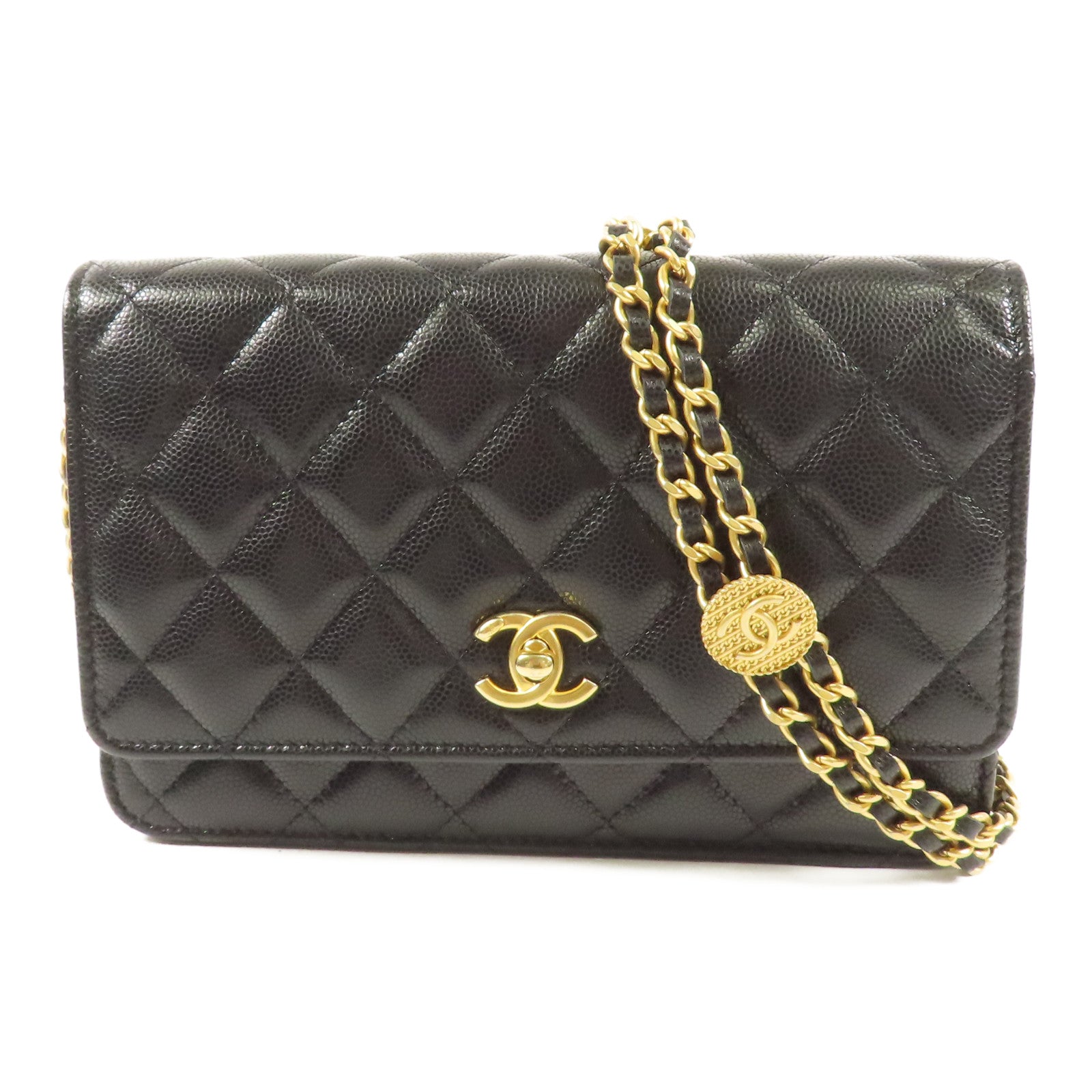 CHANEL 牛皮皮革WOC Wallet On Chain金扣鏈帶肩背袋