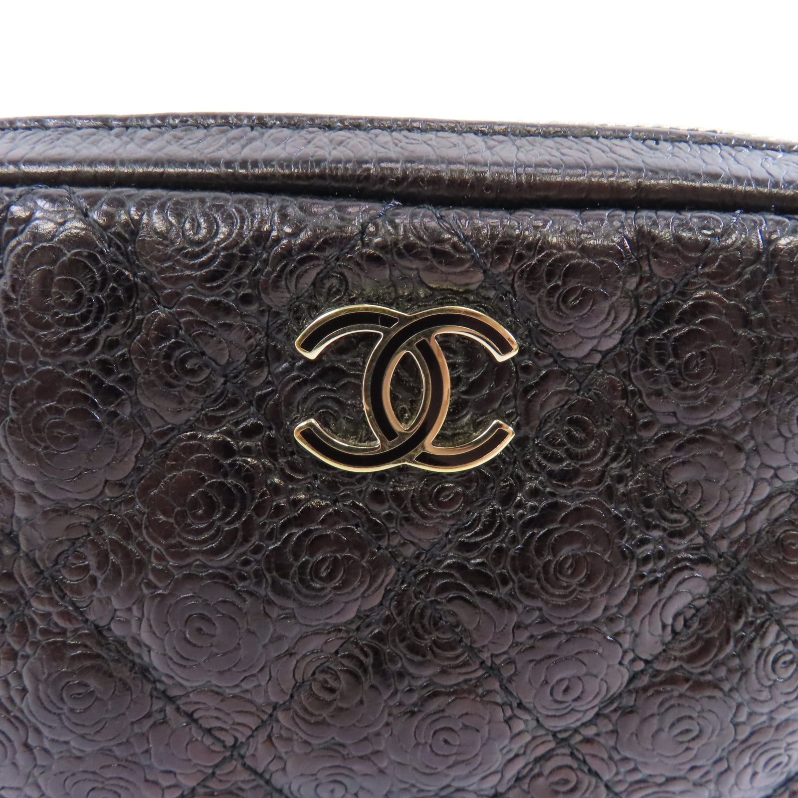 CHANEL 牛皮皮革Clutch Bag金扣黑色