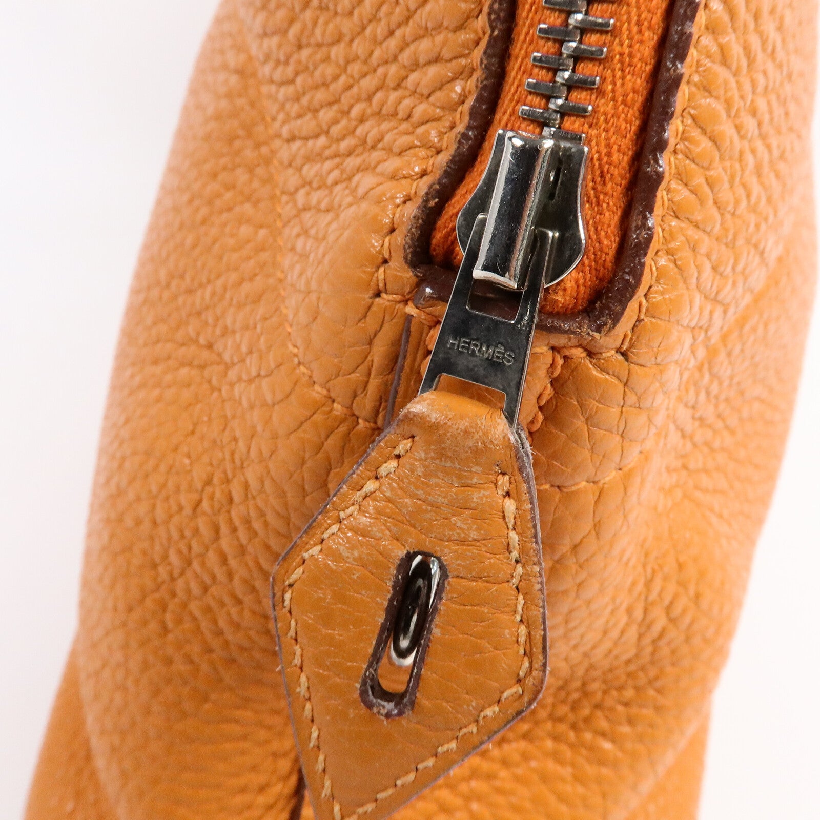 HERMES Clemence皮革Bolide 31手挽袋Orange