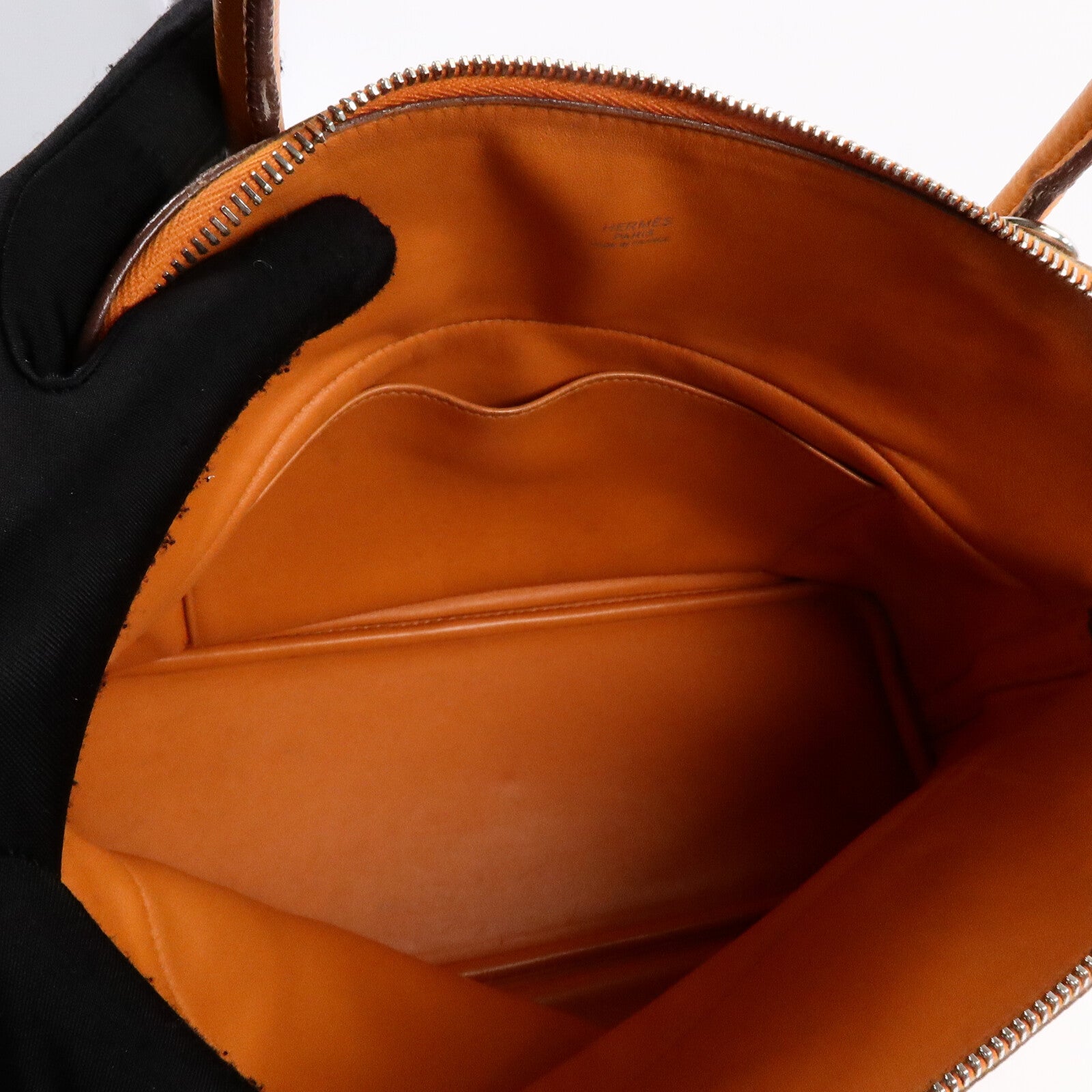 HERMES Clemence皮革Bolide 31手挽袋Orange