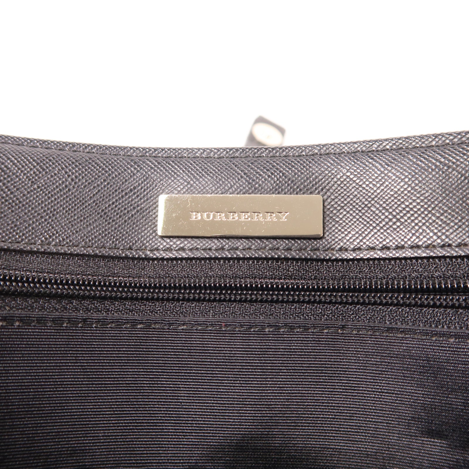 BURBERRY 塗層帆布Tote Bag銀扣手挽袋米色/黑色