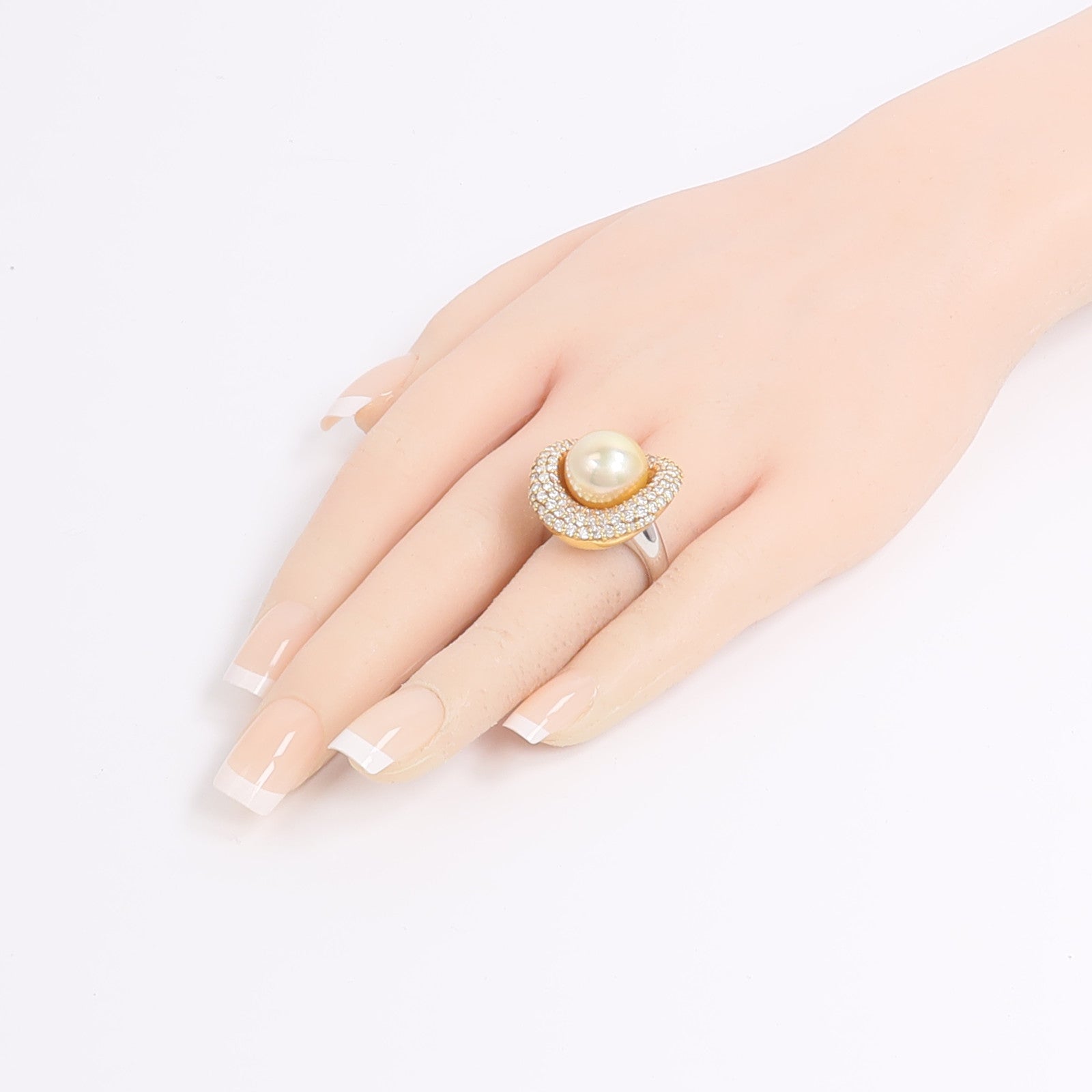 JEWELRY 18K黃金/PT900鉑金Pearl Diamond Ring珍珠/鑽石戒指