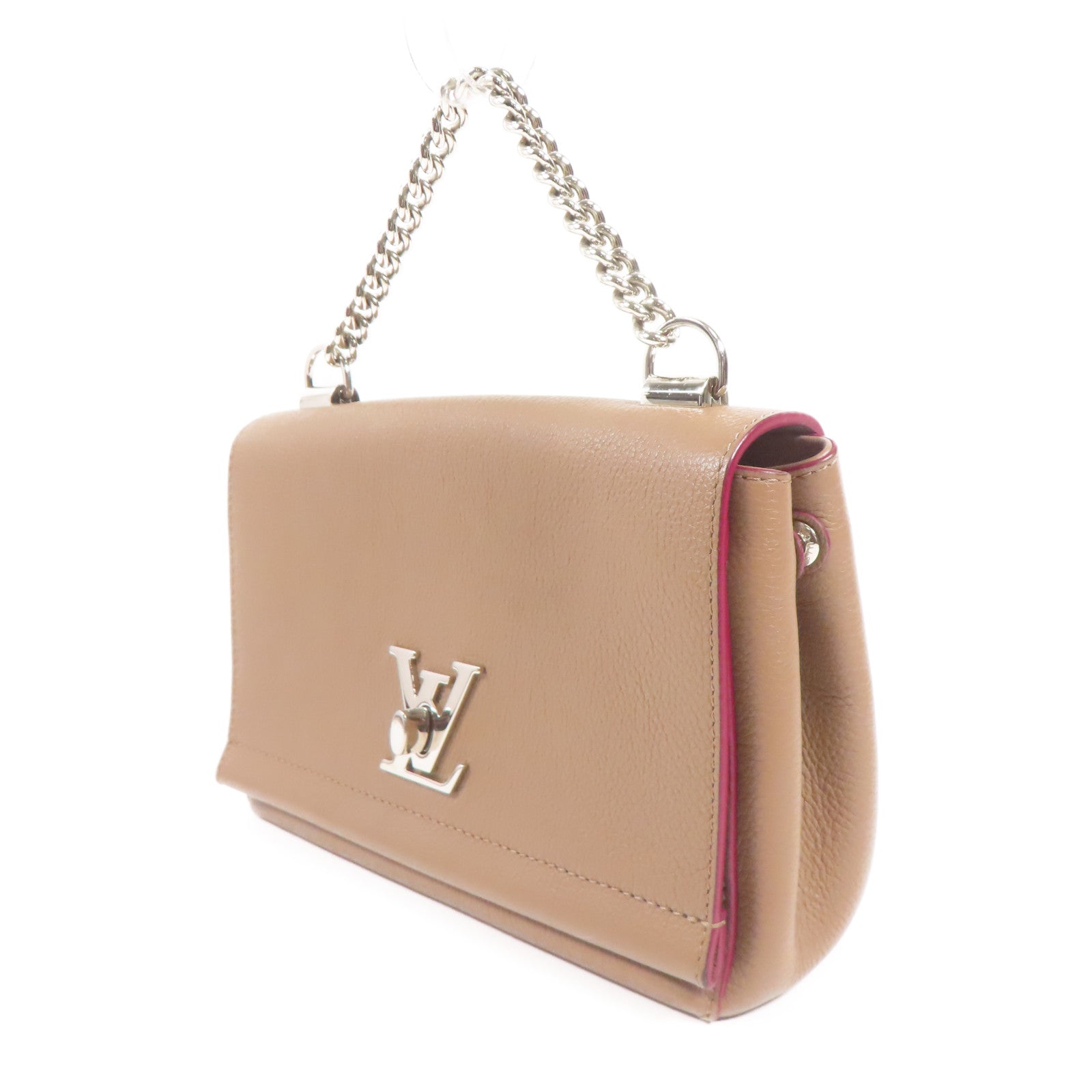 LOUIS VUITTON 牛皮皮革Lock Me II BB銀扣手挽肩背兩用袋