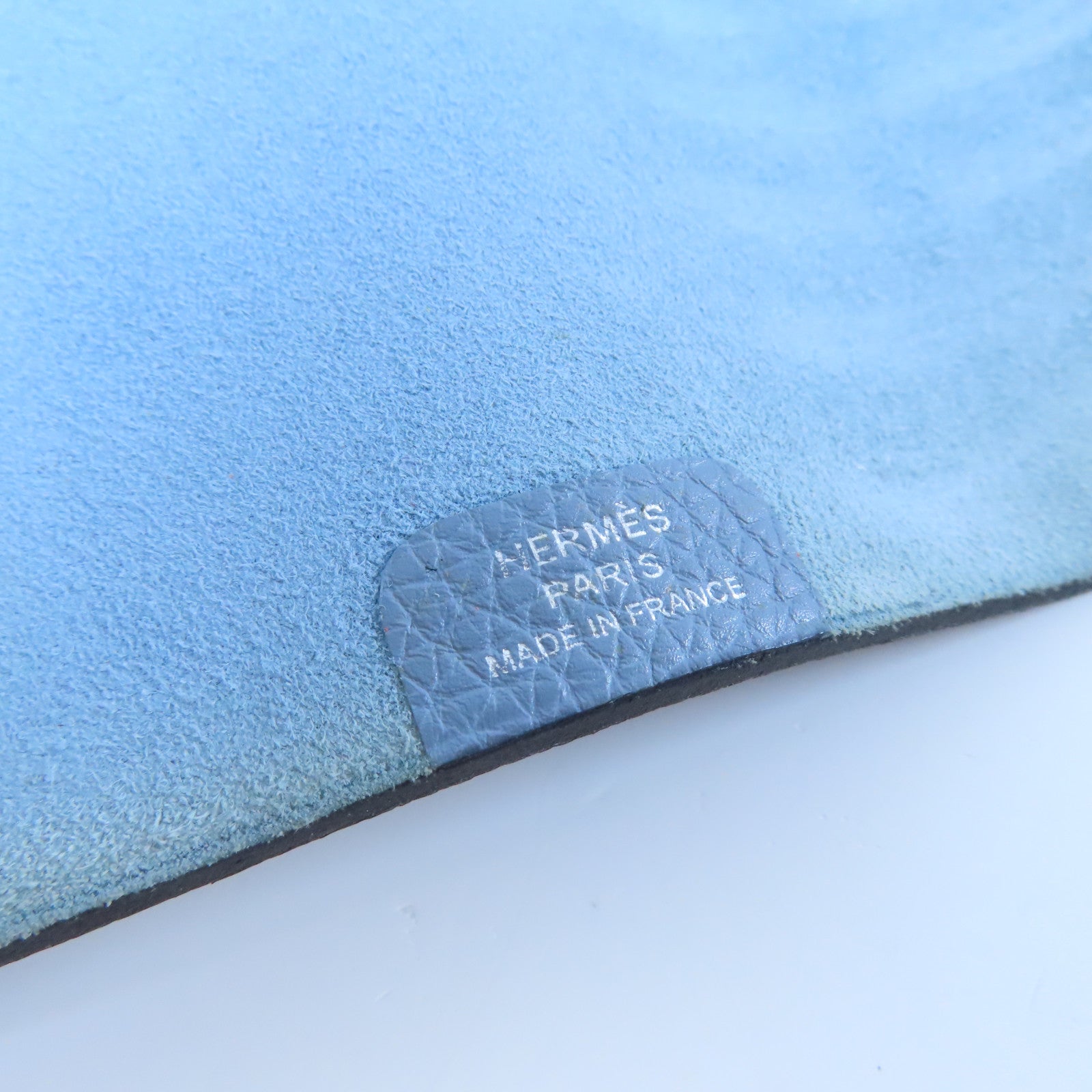 HERMES 【激減優惠】Togo皮革Notebook Case銀扣筆記本封面灰藍色