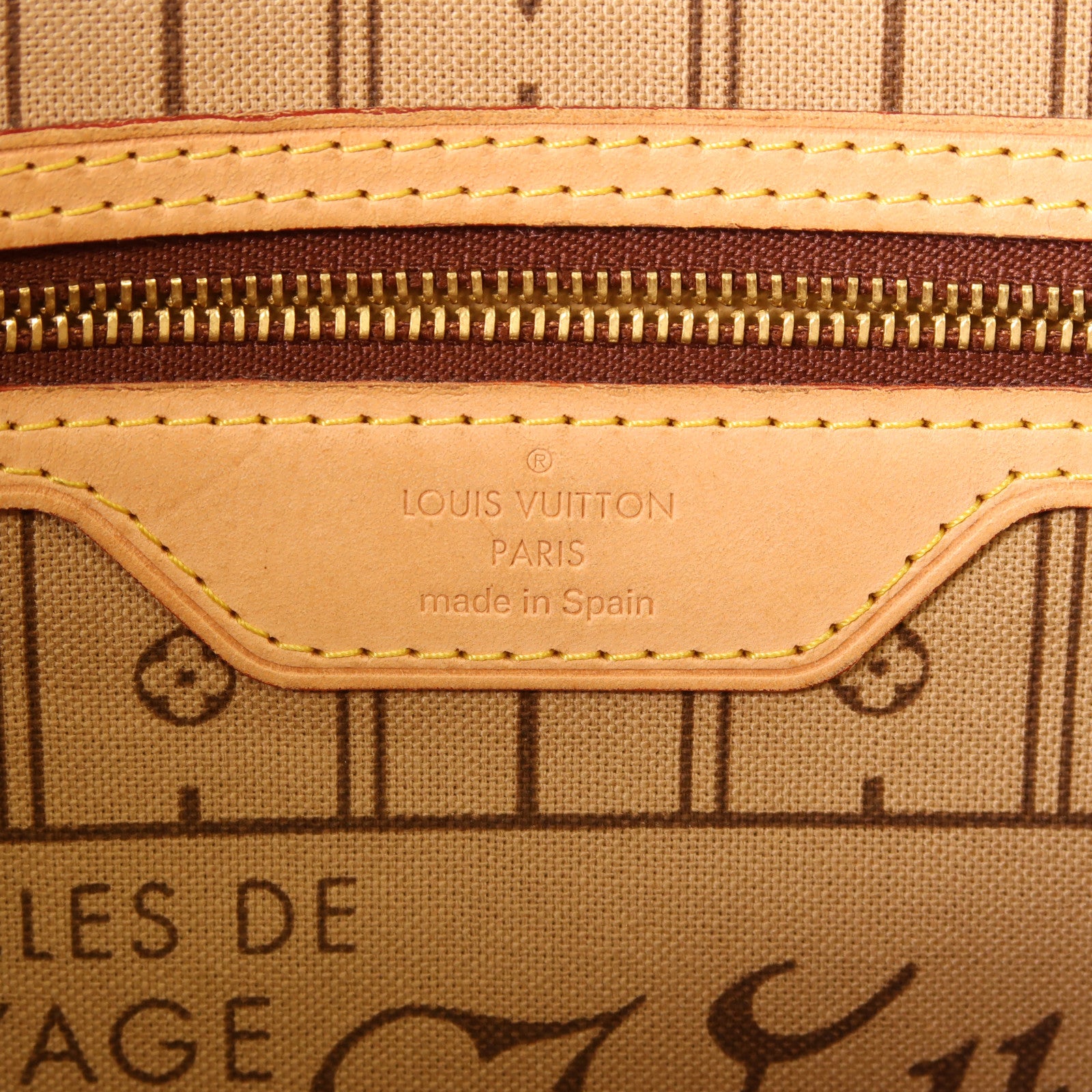LOUIS VUITTON Monogram Neverfull MM金扣手挽袋