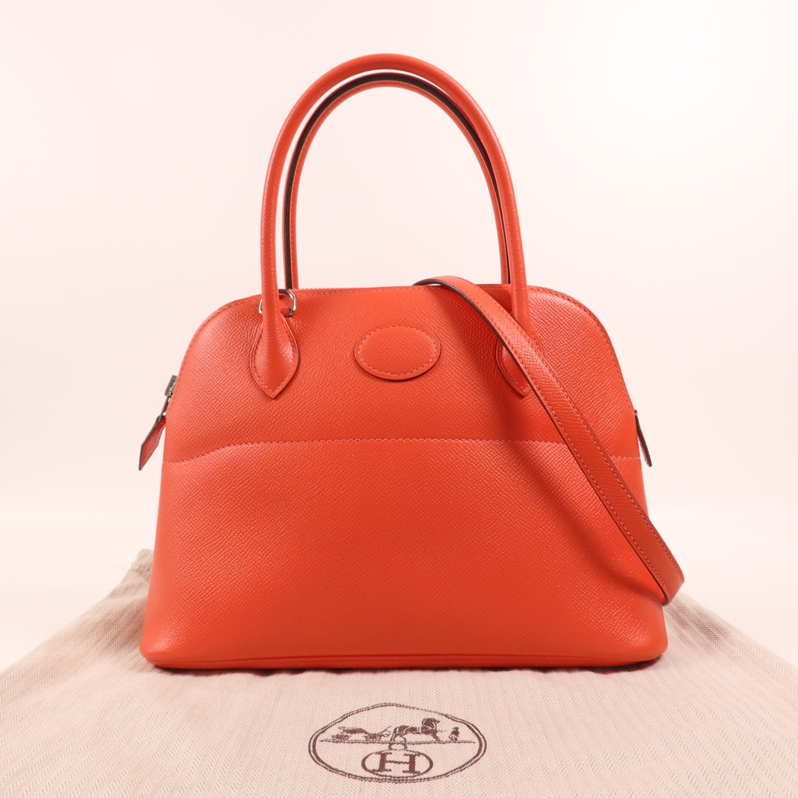 HERMES Epsom皮革Bolide 27銀扣手挽肩背兩用袋Capucine