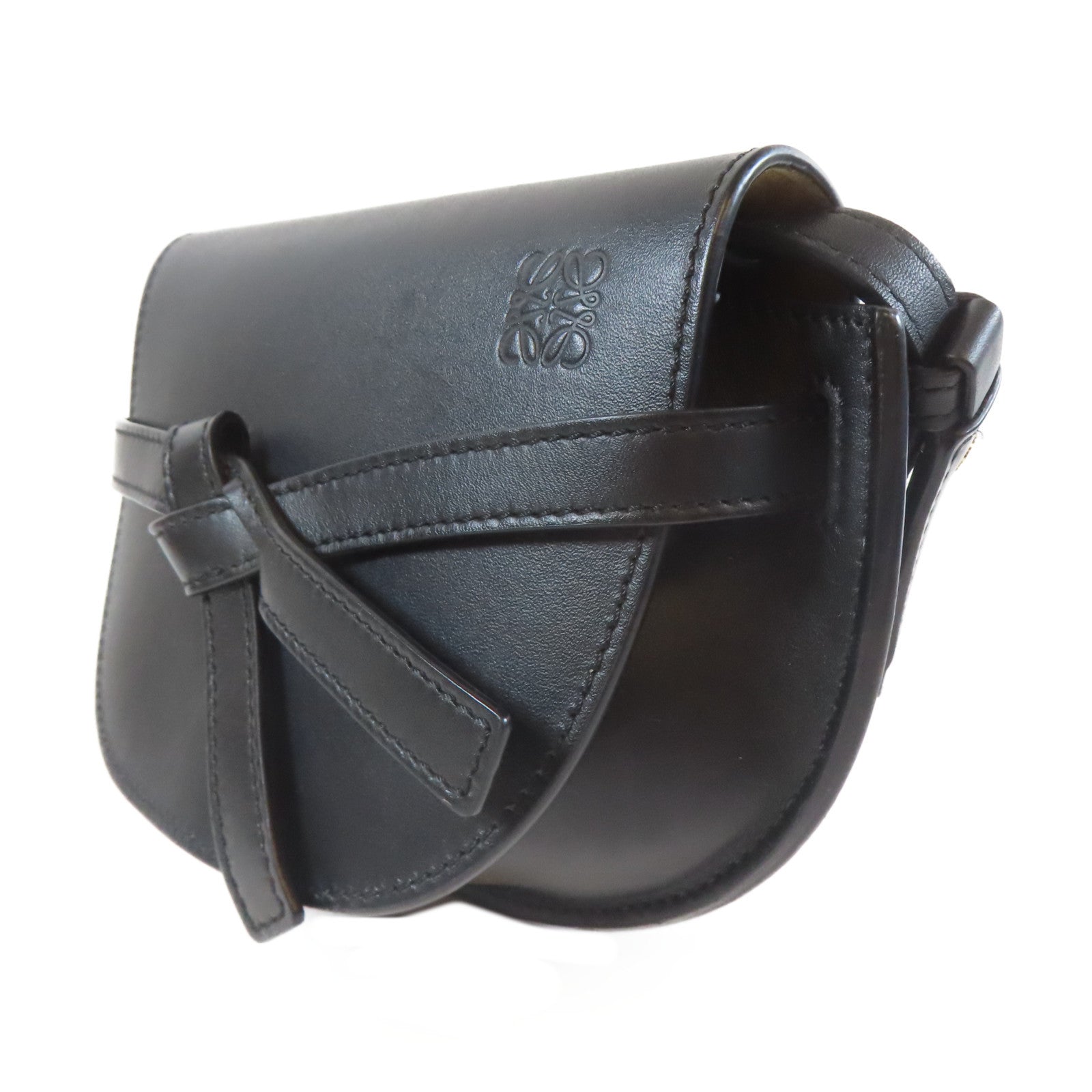 LOEWE 牛皮皮革Mini Gate Dual金扣肩背袋黑色