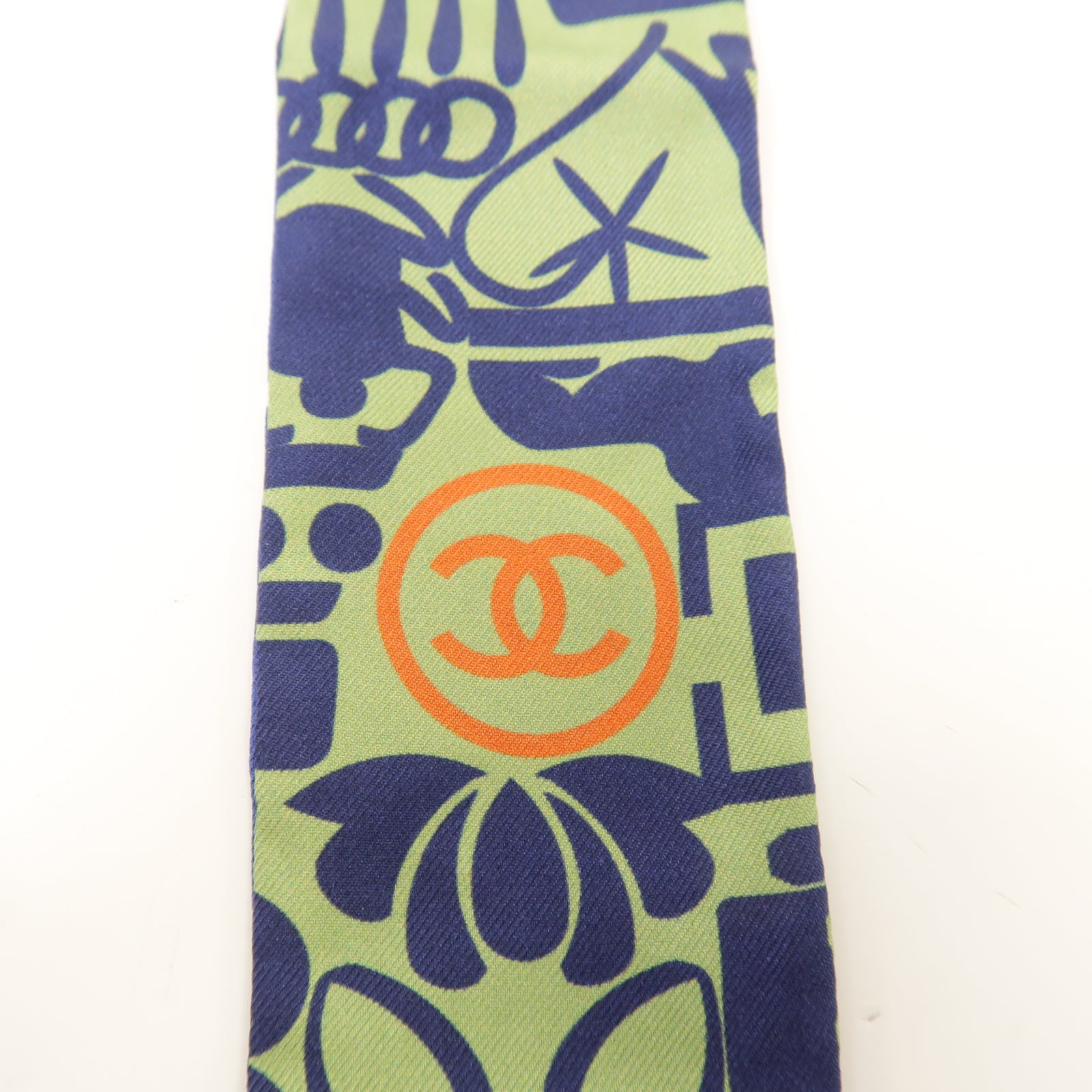 CHANEL 絲質Scarf絲巾藍色/綠色/橙色