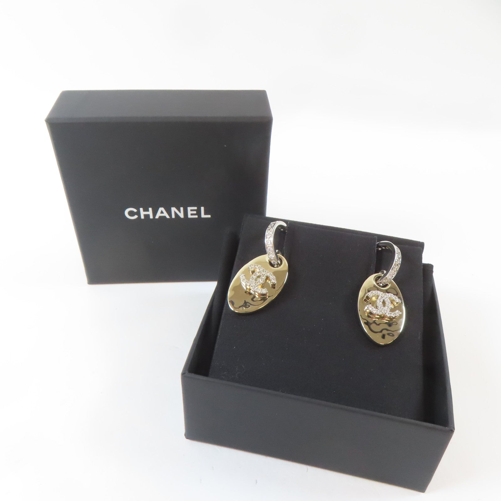 CHANEL 【激減優惠】金屬/水晶Pierced Earrings耳環銀色/金色