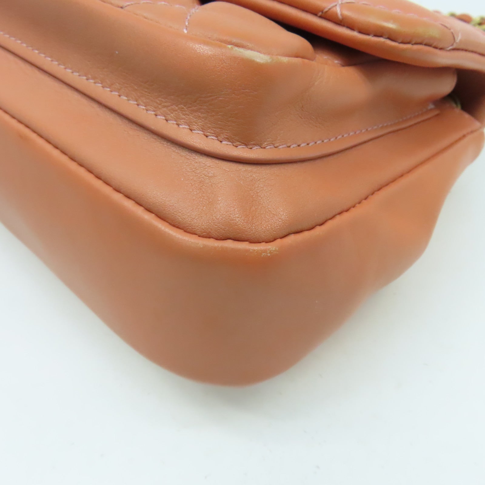 CHANEL 【激減優惠】菱格牛皮皮革Chain Shoulder金扣鏈帶肩背袋三文魚色