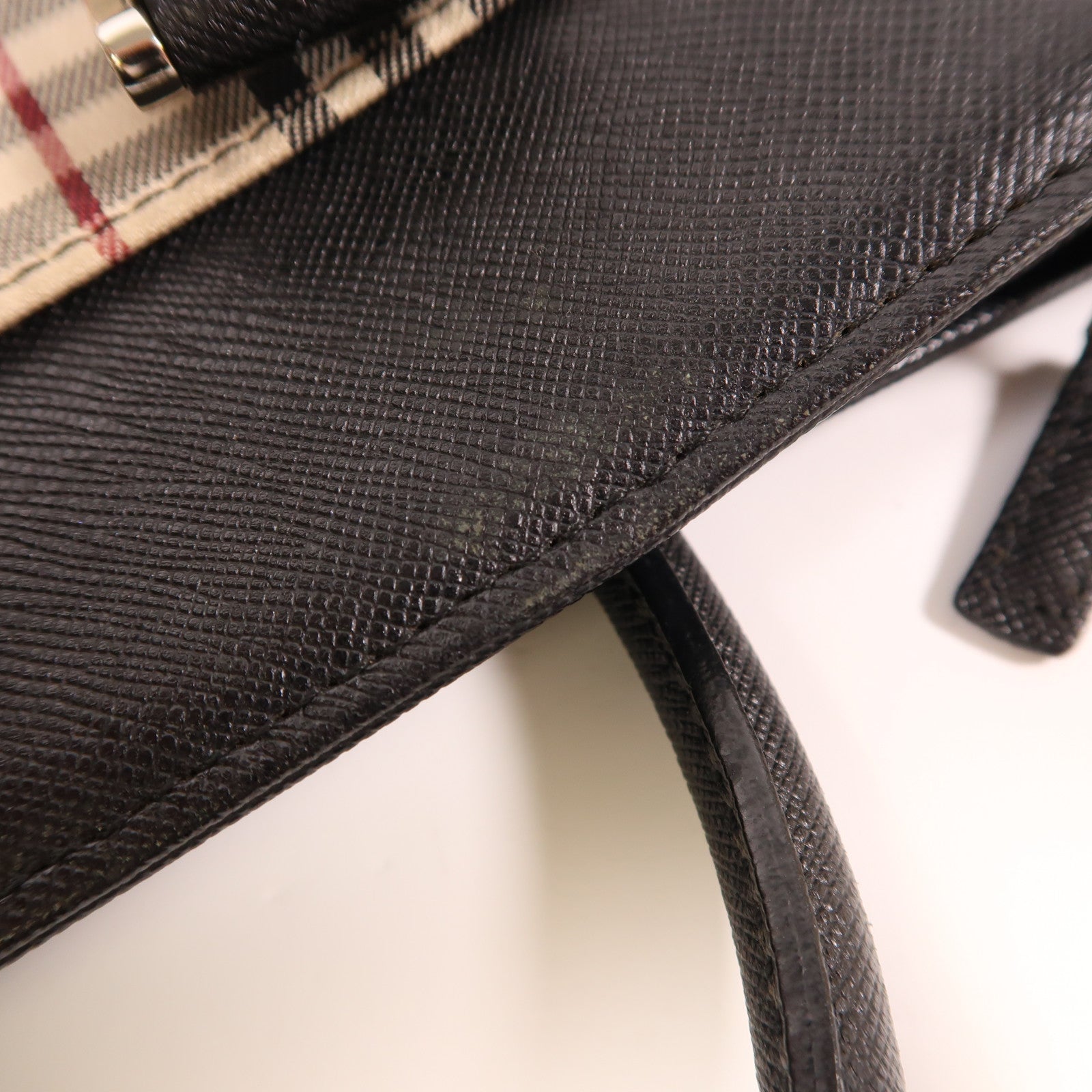 BURBERRY 塗層帆布Tote Bag銀扣手挽袋米色/黑色
